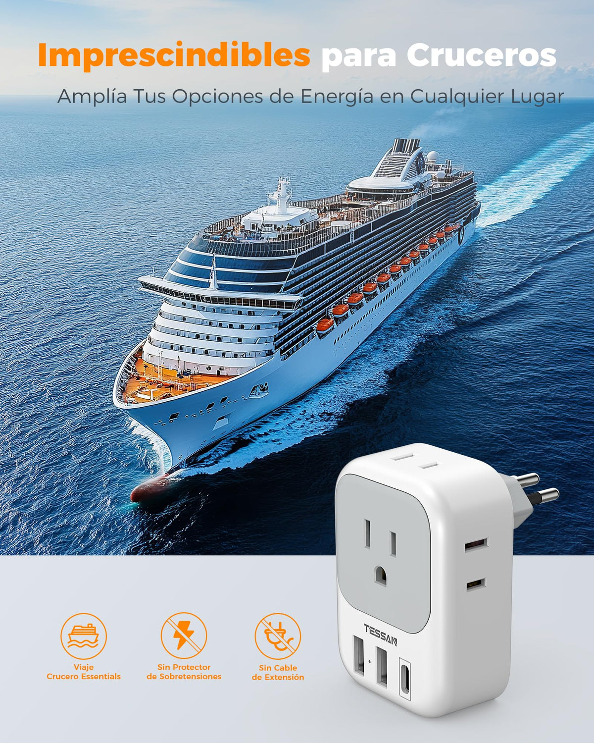 Adaptador de Viaje TESSAN Brasil Enchufe Brasileño