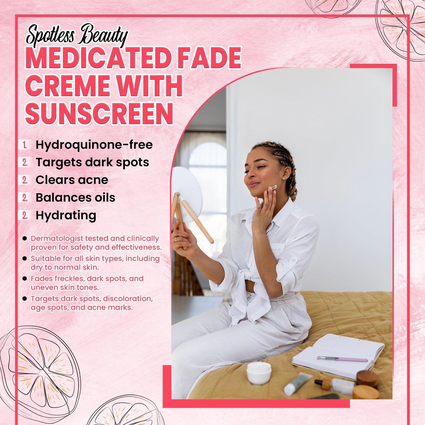 Clear Essence Exclusive Medicated Fade Creme With Sunscreen - Fade Cream For Dark Spots - Beauty Cream for Glowing Skin Complexion - Skin Care (4 Oz.)
