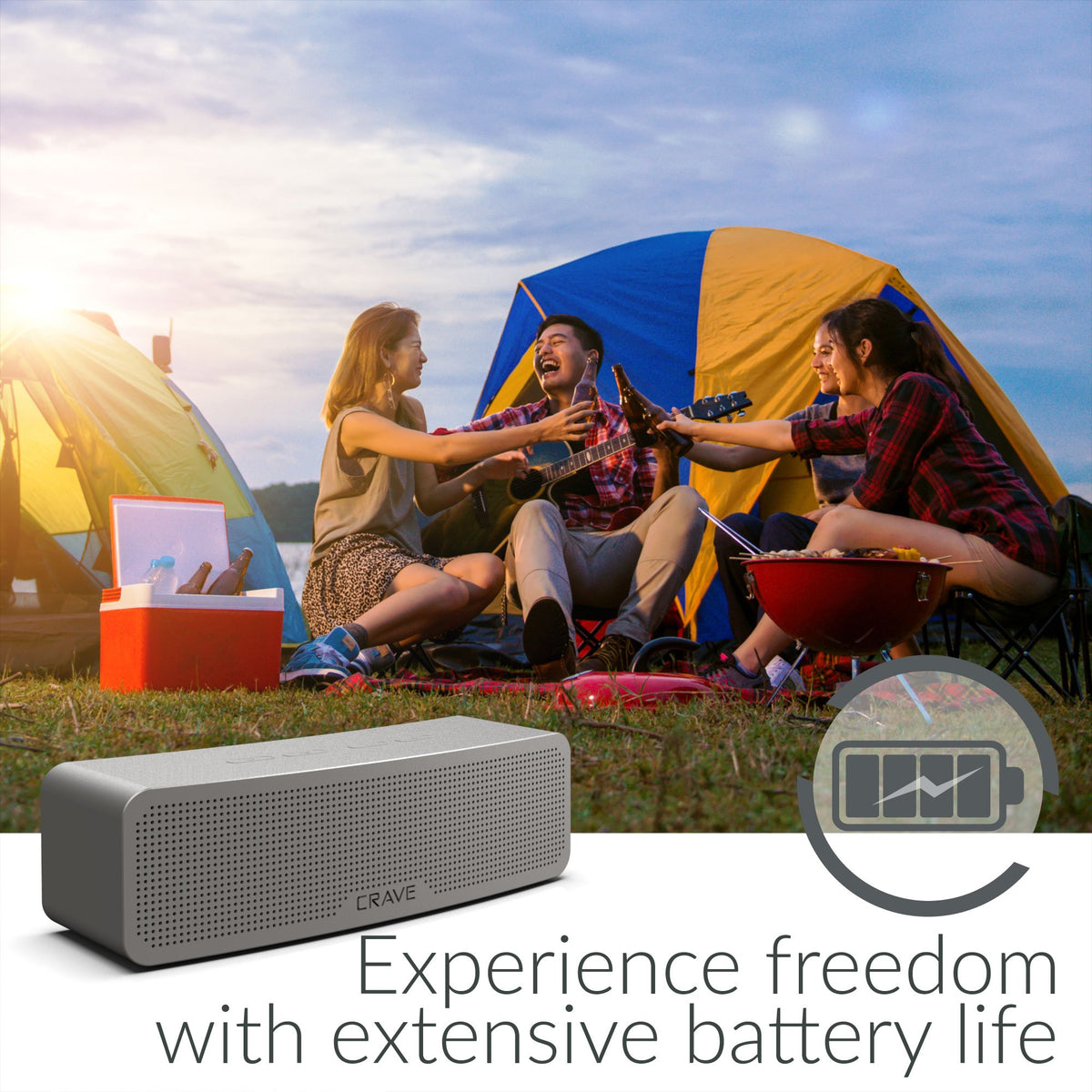 Altavoz Bluetooth Inalámbrico Crave Curve Negro con Sonido Inteligente y Graves Mejorados