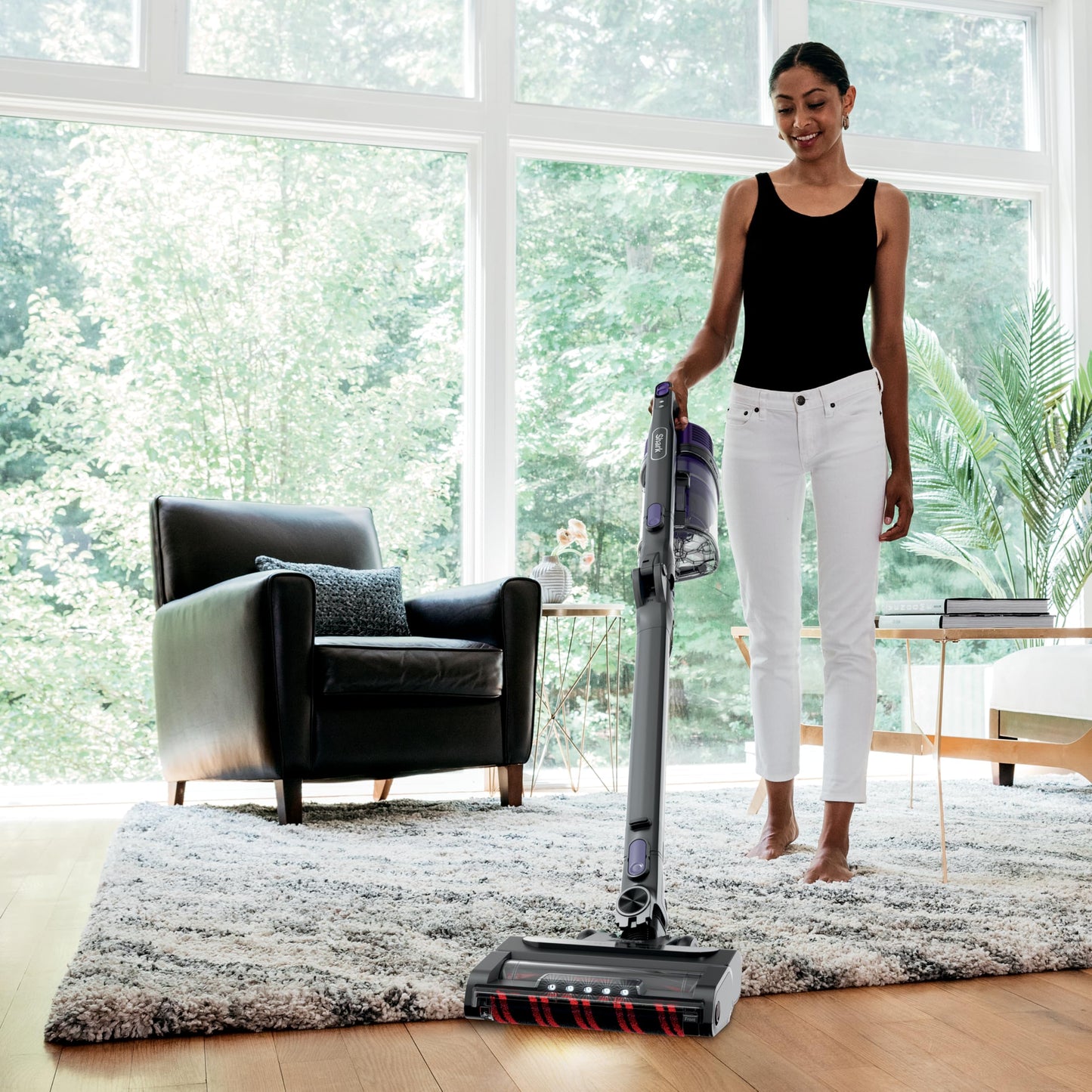 Aspiradora Inalámbrica Shark Vertex Negro Morado DuoClean PowerFins MultiFLEX HairPro Boquilla para Rincones y Tapicería 60 Minutos de Autonomía