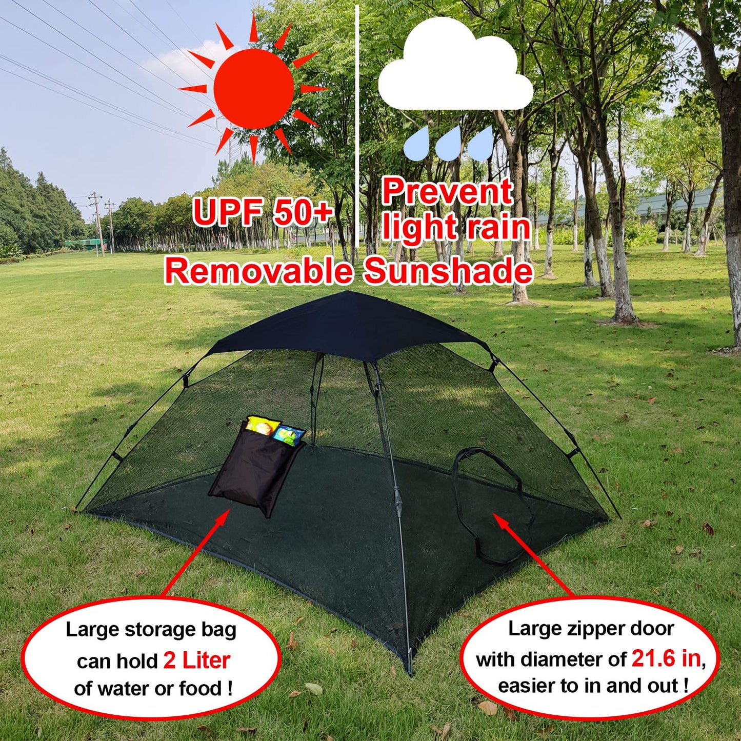 Outingpet - Tienda de campaña para gatos al aire libre, parque de juegos para mascotas y gatos, parasol portátil y casa de juegos contra los rayos UV (tiendas de campaña para gatos y animales pequeños) - Hábitat exterior