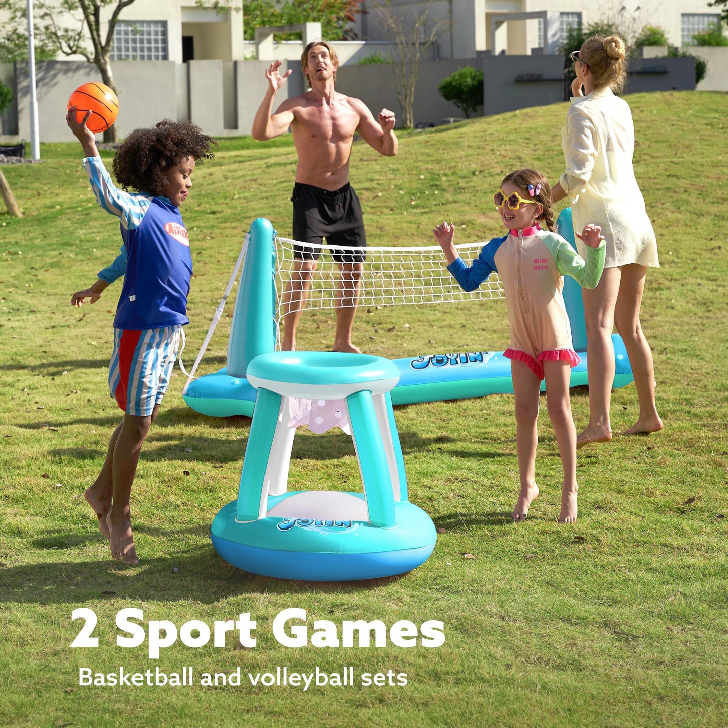 Juegos de Piscina inflables Red de Voleibol y básquetbol, Juguetes de natación Flotante para niños y Adultos, carrozas de Verano, canchas de Voleibol y Baloncesto
