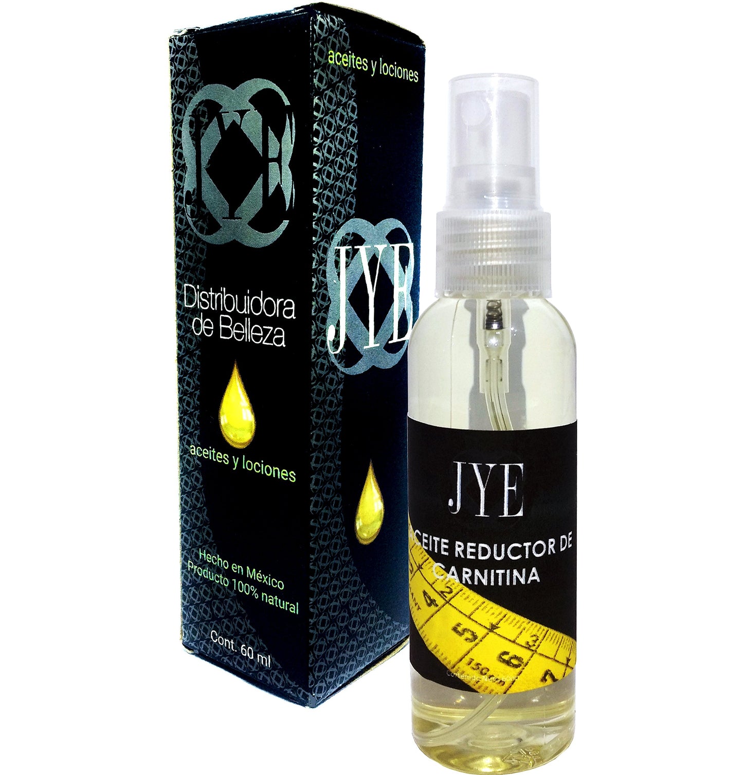 JYE Aceite de Carnitina, Reductor natural, ideal para aplicar en todo tipo de piel. Natural. Set de 3 Botellas. USO EXTERNO.