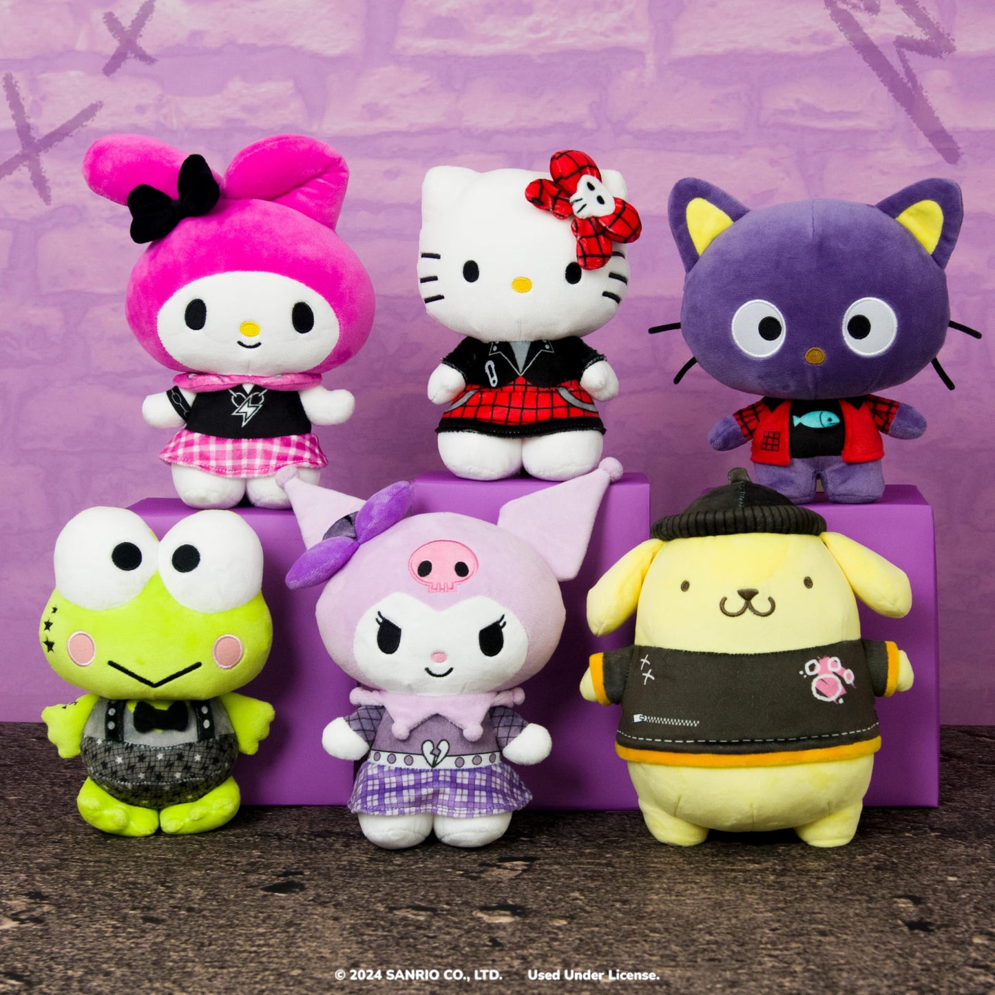 Hello Kitty and Friends Series 2, Pompompurin - Peluche Punks de 8 Pulgadas, Exclusivo de Amazon, Producto Oficial de Sanrio de Jazwares, a Partir de 6 años