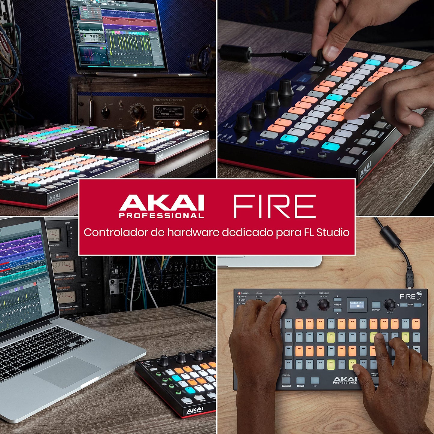 AKAI Professional FIRE Software Bundle - Controlador MIDI USB para FL Studio con matriz de 64 clips, drum pads y Software FL Studio Fruity Edition