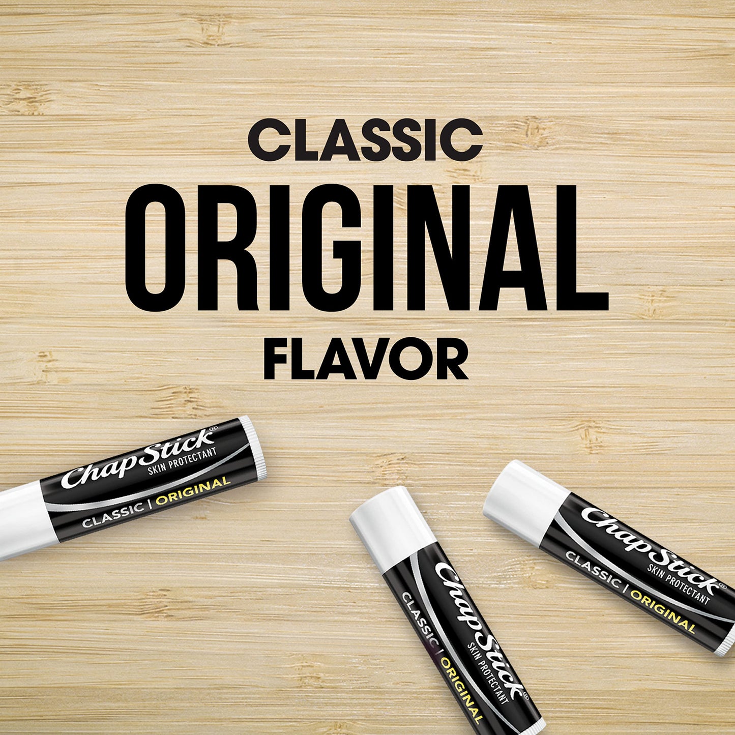 ChapStick Classic (3 Sticks) Original Flavor Skin Protectant Flavored Lip Balm Tube, 0.15 Ounce Each