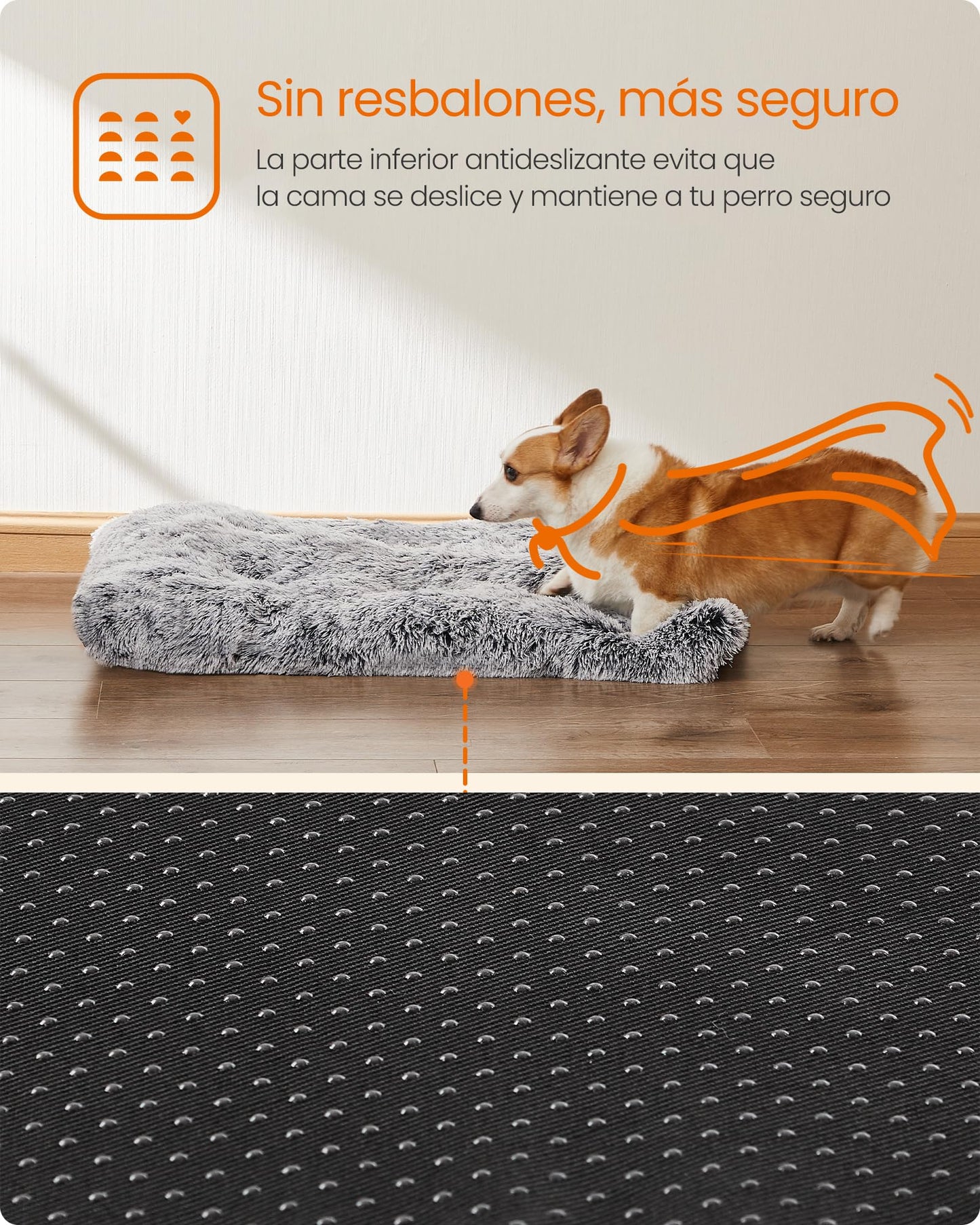 Feandrea Cama para Perros, Sofá para Mascotas, 95 x 60 cm, Lavable a Máquina, con Cojín, Gris Claro MPGW202G01