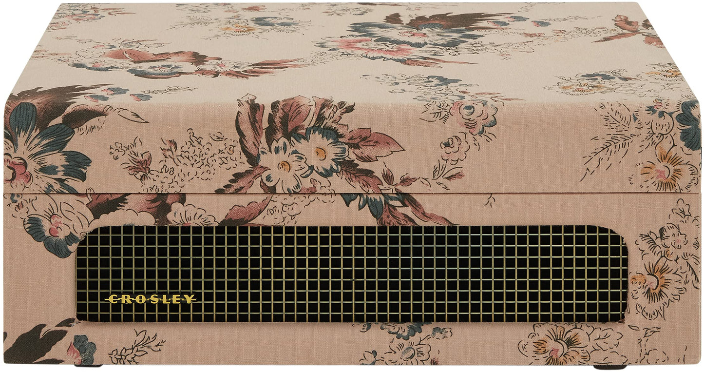 Crosley CR8017B-FL Voyager - Tocadiscos de Vinilo portátil clásico con Entrada y Salida Bluetooth y Altavoces Integrados, Floral