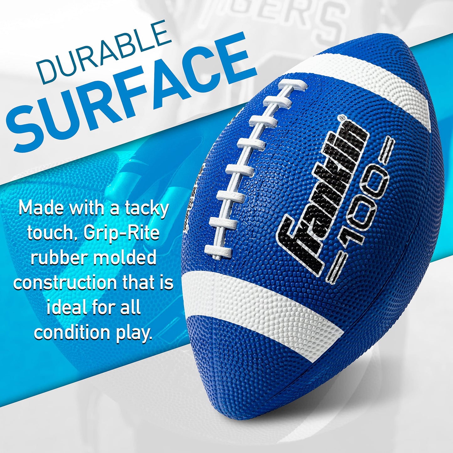 Franklin Sports Grip-Rite 100 - Balones de fútbol de Goma para niños, Paquete de 6 con Bomba, Color Azul y Blanco