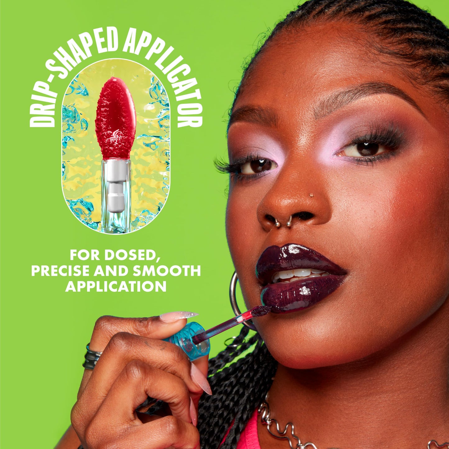 NYX Professional Makeup, LIP IV Gloss Serum Hidratante, Tono: Berry Thirsty. Tinta de Labios hidratante con alto pigmento infusionado con agua de coco y magnesio. Fórmula vegana.