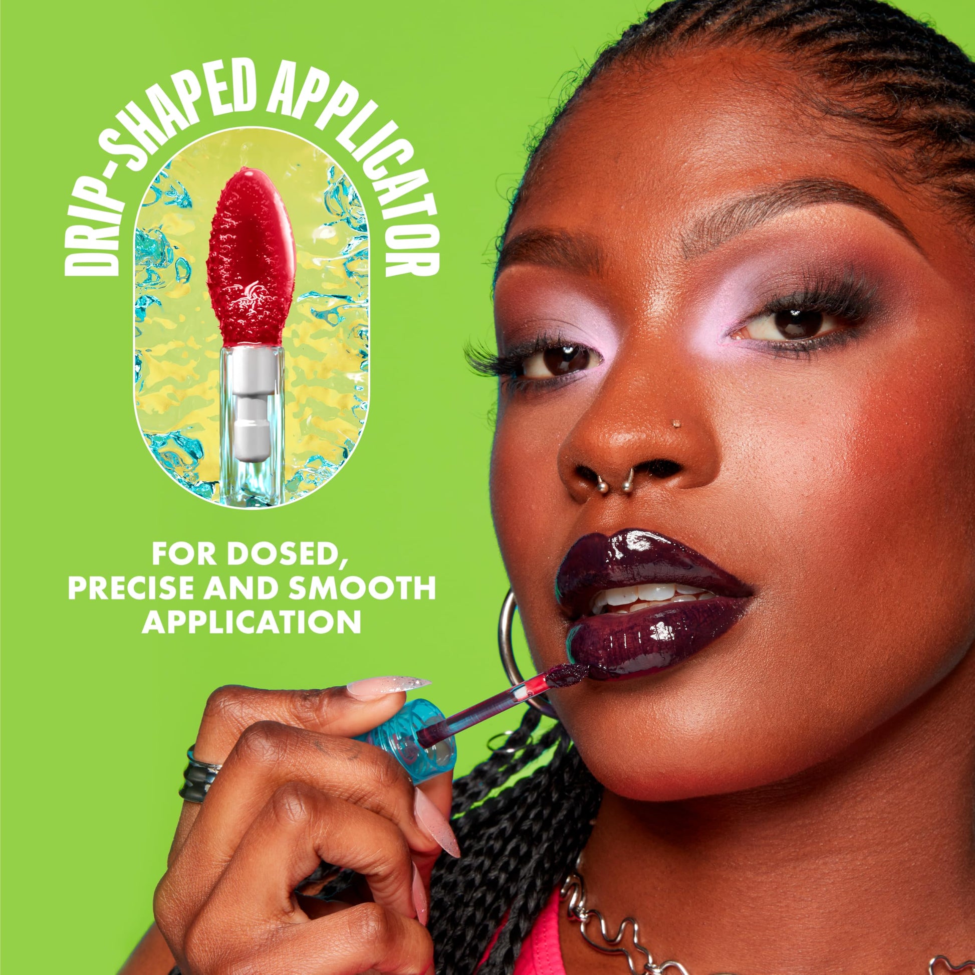 NYX Professional Makeup, LIP IV Gloss Serum Hidratante, Tono: Berry Thirsty. Tinta de Labios hidratante con alto pigmento infusionado con agua de coco y magnesio. Fórmula vegana.