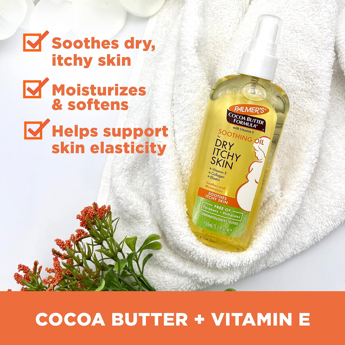 Palmer's Cocoa Butter Formula Soothing Oil for Dry/Itchy Skin for Women, 5.1 Ounce