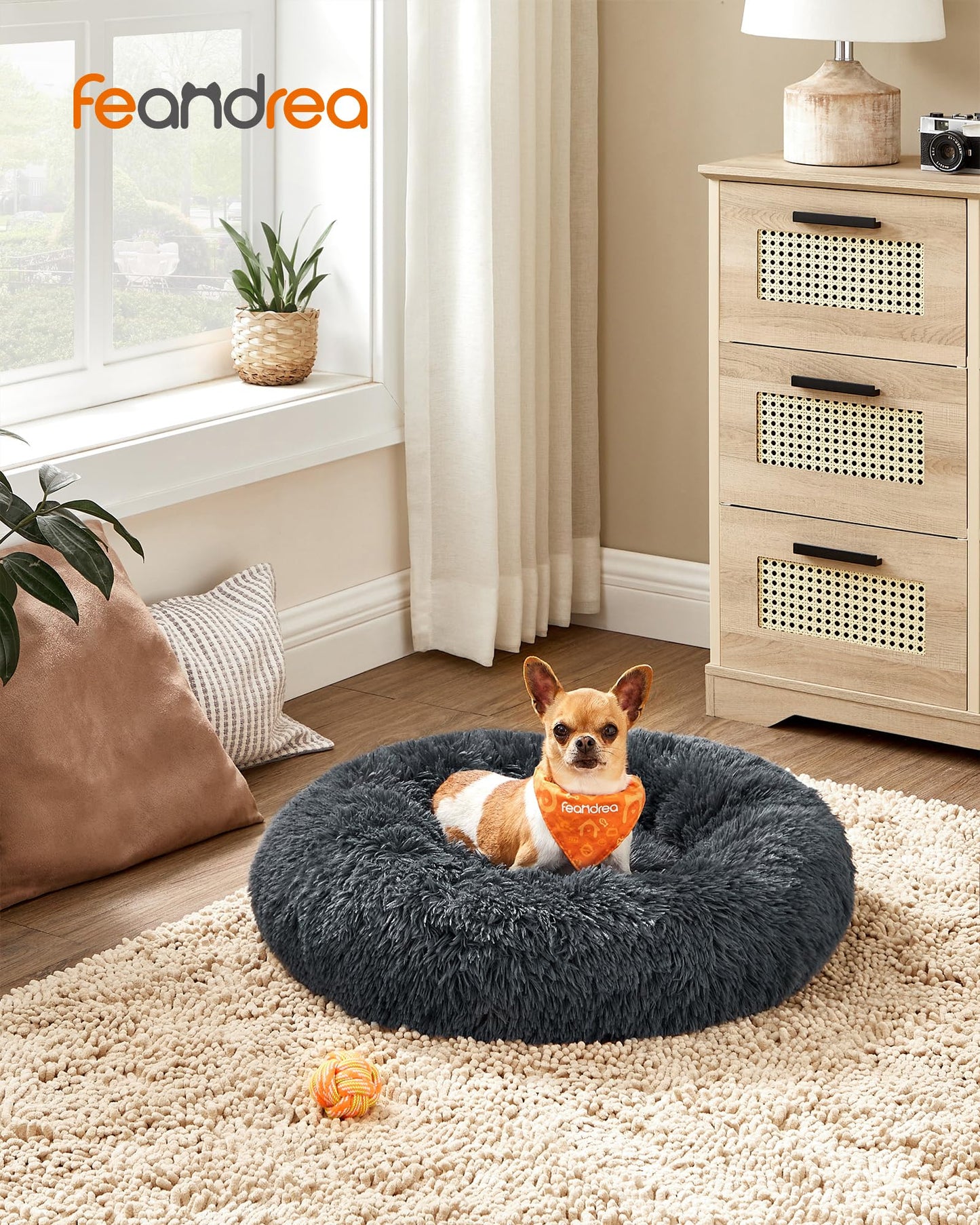 Cama para Mascotas Feandrea Gris Oscuro con Cojín Extraíble y Lavable