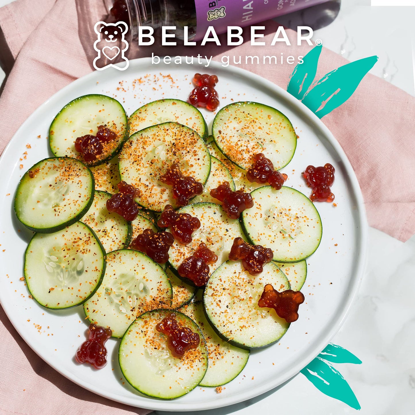 Belabear Ácido Hialurónico - Sabor Frambuesa - Granada, Mangosteen, Noni, Goji, Colágeno - 100 Gomitas