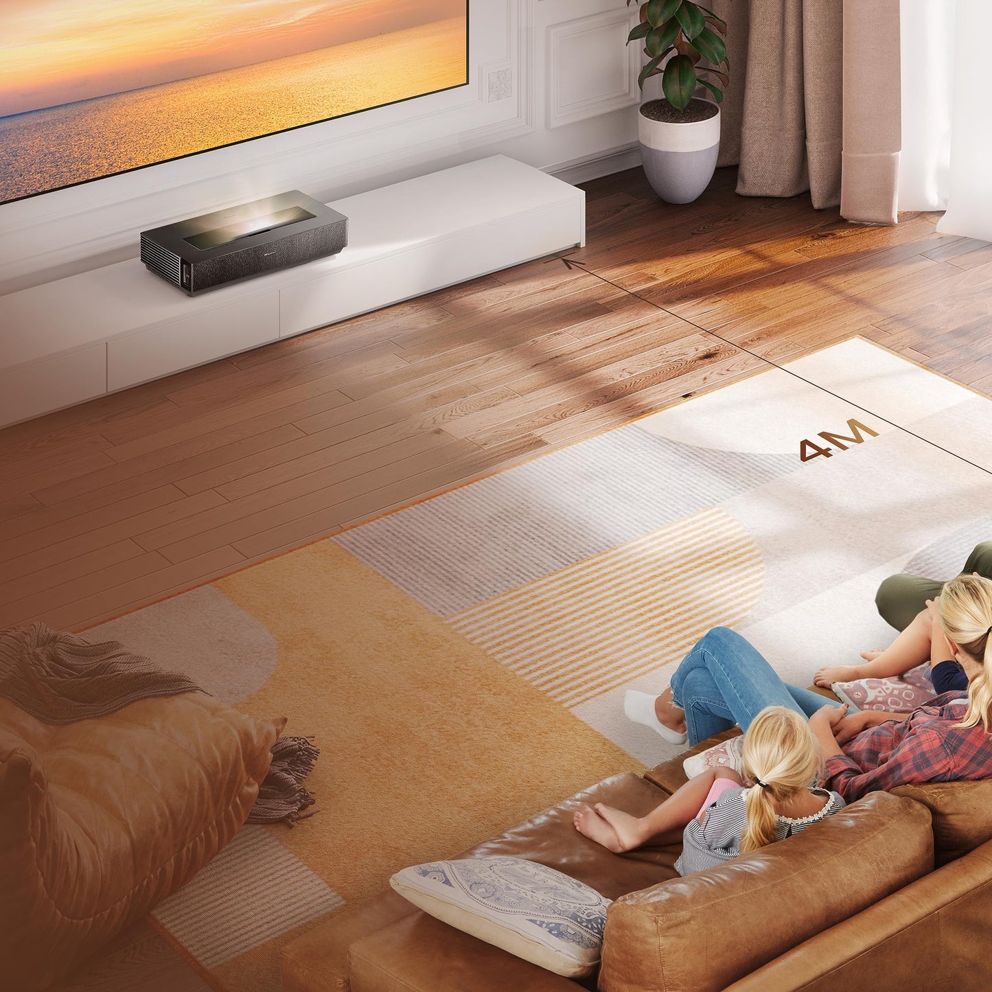 Hisense Laser 4K 100L5H Google TV. Proyector Smart de Tiro ultracorto + Pantalla de 100'' con tecnología ALR
