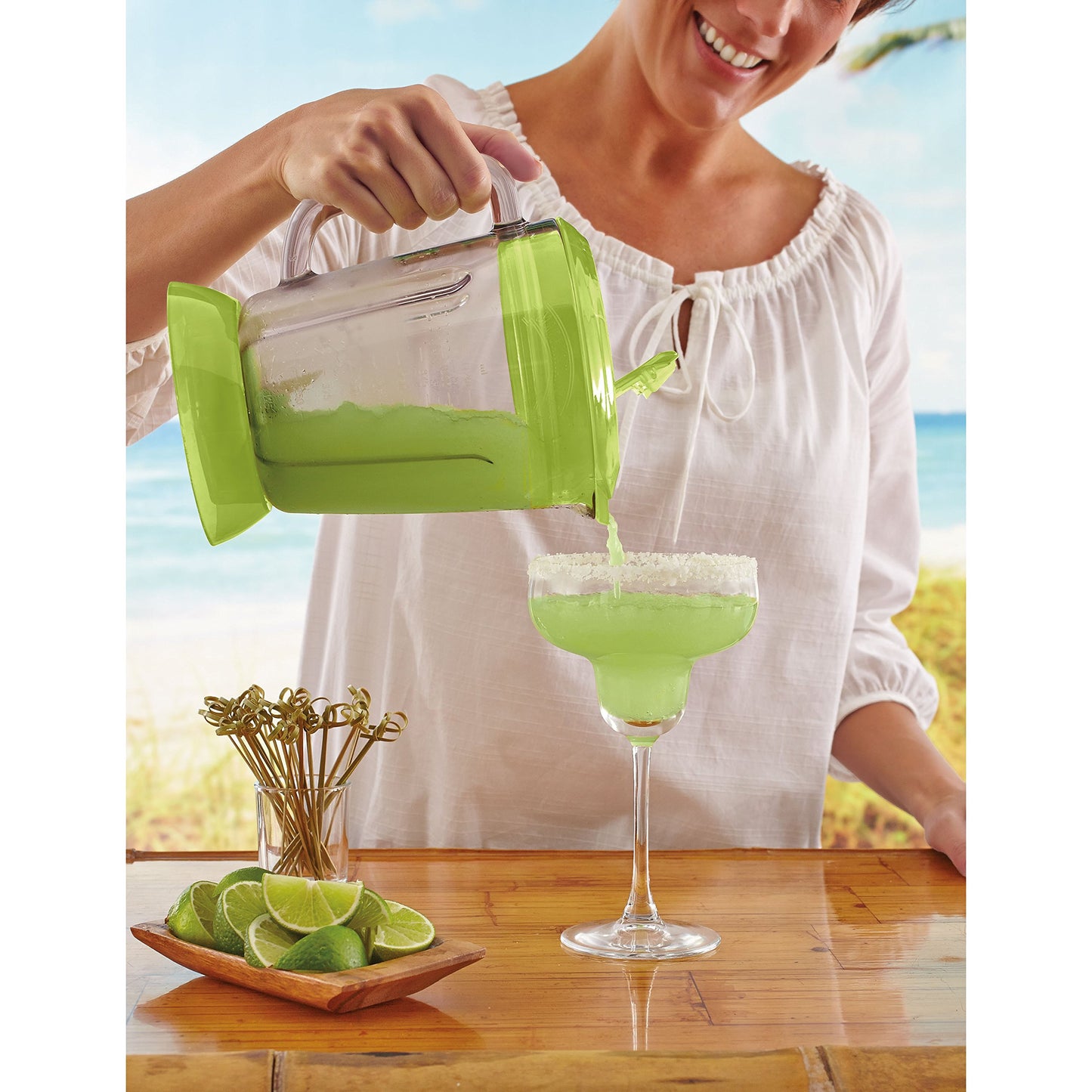 Margaritaville Bahamas - Máquina de margarita congelada de doble modo para uso doméstico con mezclador sin cerebro y jarra de 30 onzas, acero inoxidable