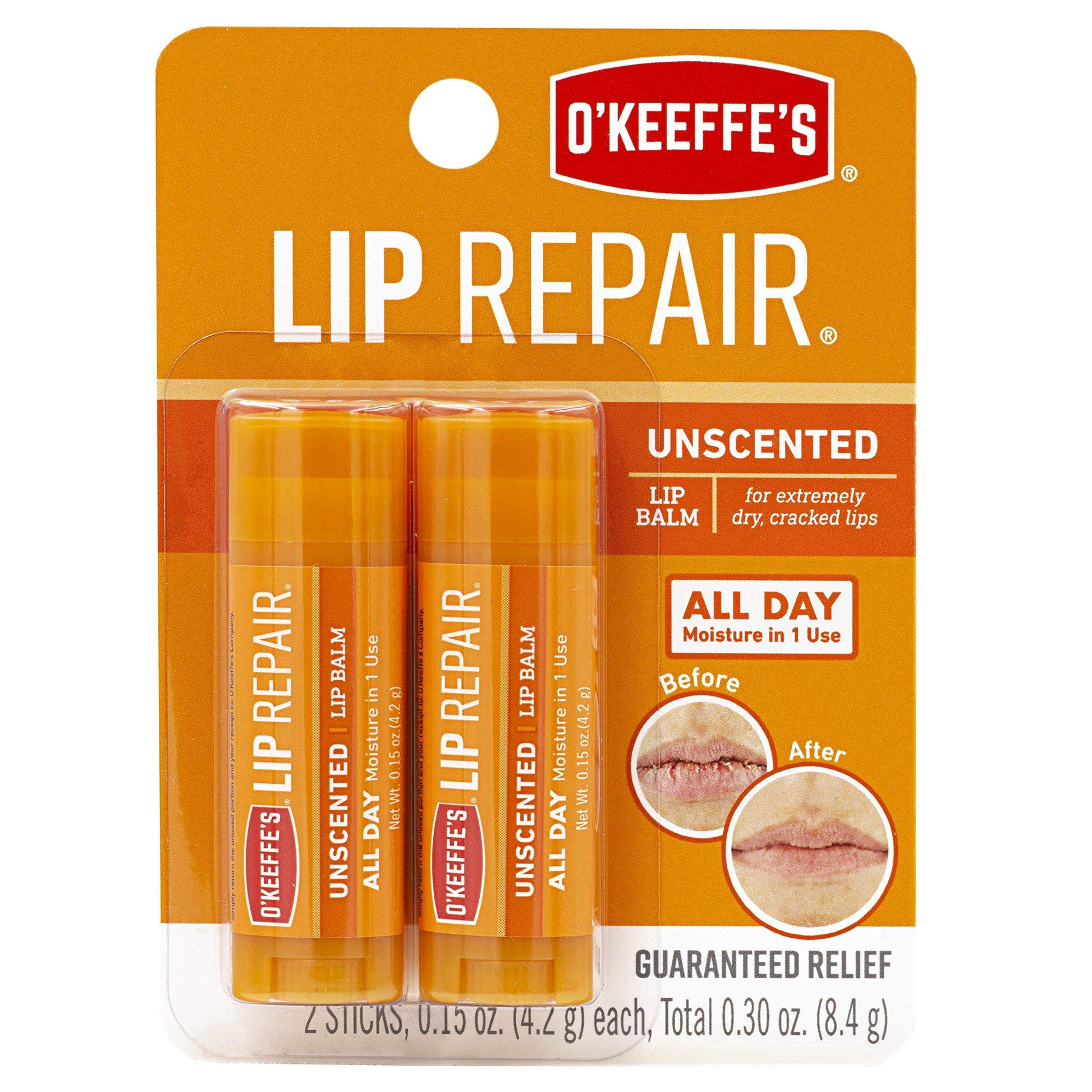 O'Keeffe's Working Hands Crema para manos, frasco de 100 ml, frasco + Bálsamo labial reparador sin perfume para labios secos y agrietados, paquete de 2 unidades