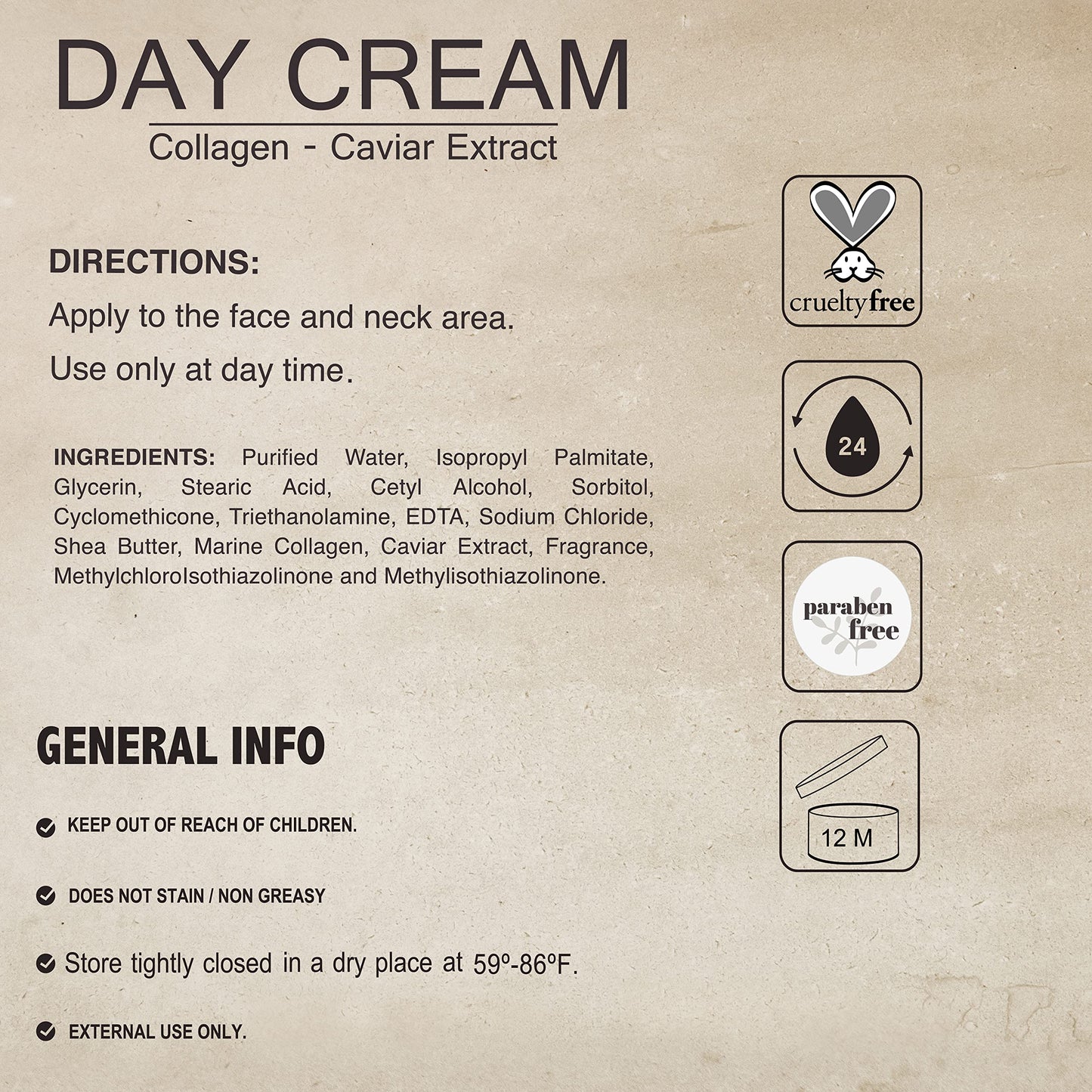 Lawrens Crema de día con colágeno y extracto de Caviar por Lawrens Cosmetics – Humectante – Protector UV – Hidrata la Piel – 4oz
