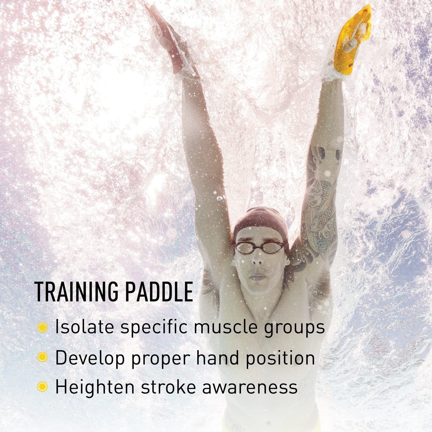 Finis ISO - Pala de Entrenamiento para natación, Color Negro y Dorado, Grande
