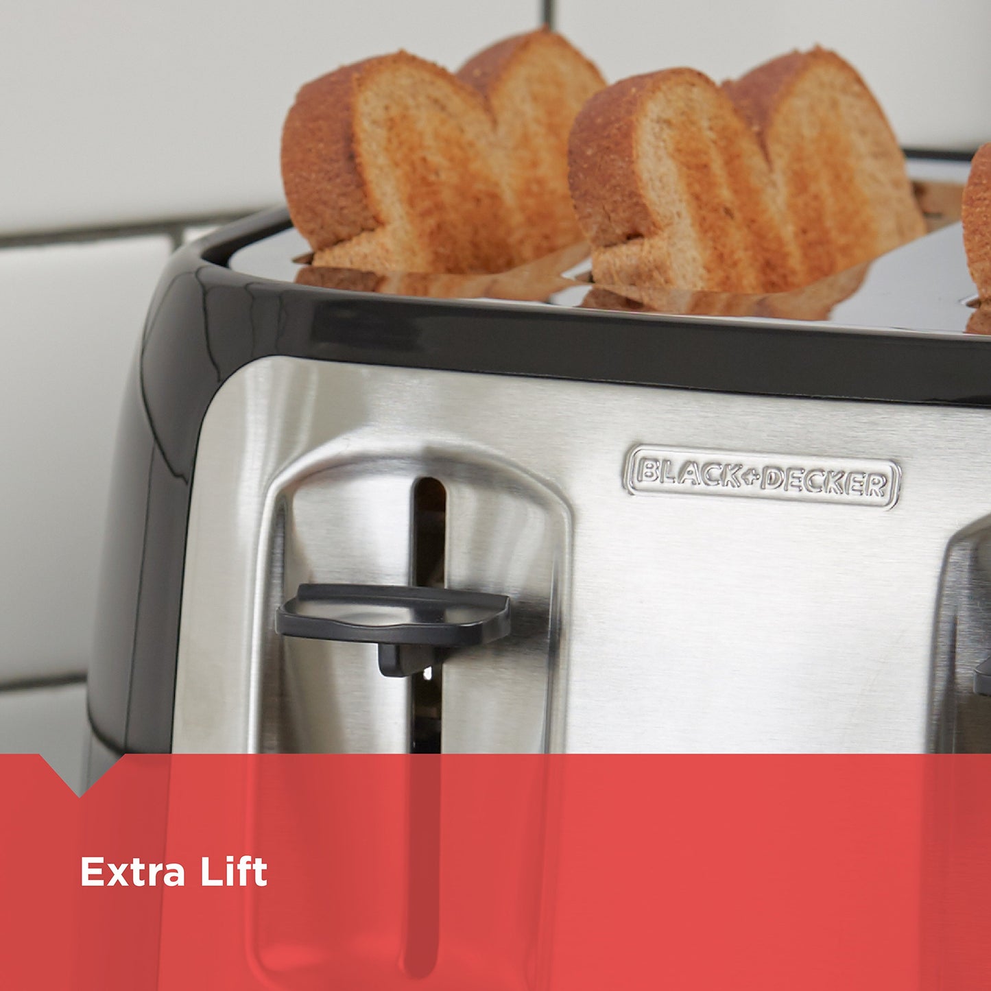 BLACK+DECKER tostador de 4 rebanadas, ranuras extra anchas, 7 ajustes de sombra, 1400 vatios, botones congelados y bagel, selector de sombra tostada, elevación adicional
