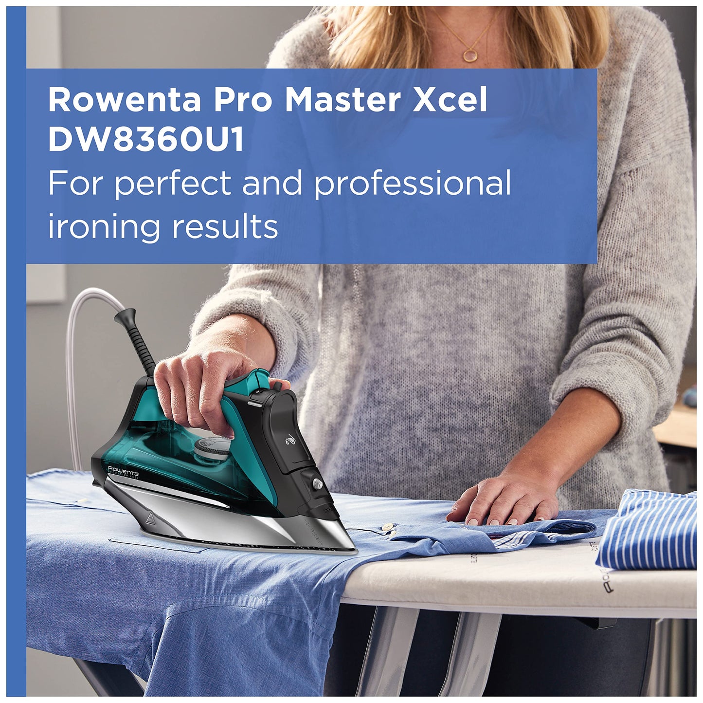 Rowenta Plancha de vapor Pro Master Xcel Steam Iron. Capacidad de 310 ml, resultados profesionales en casa, diseño ergonómico. Verde, plata y negro, DW8360U1
