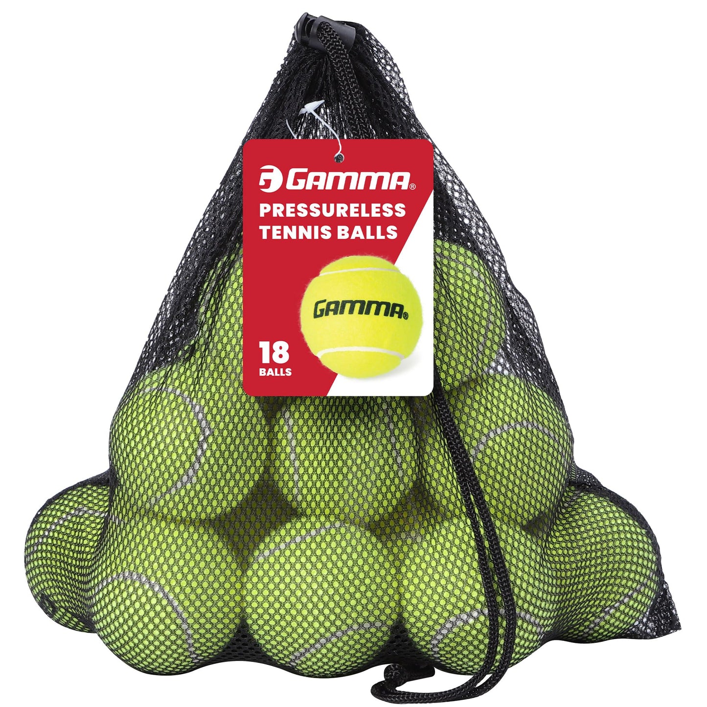 Gamma - Pelotas de Tenis sin presión para práctica y Clases de Tenis, Durabilidad a Largo Plazo y más Rebote Que Las Pelotas de Tenis estándar, Color Amarillo, Bolsa de 18