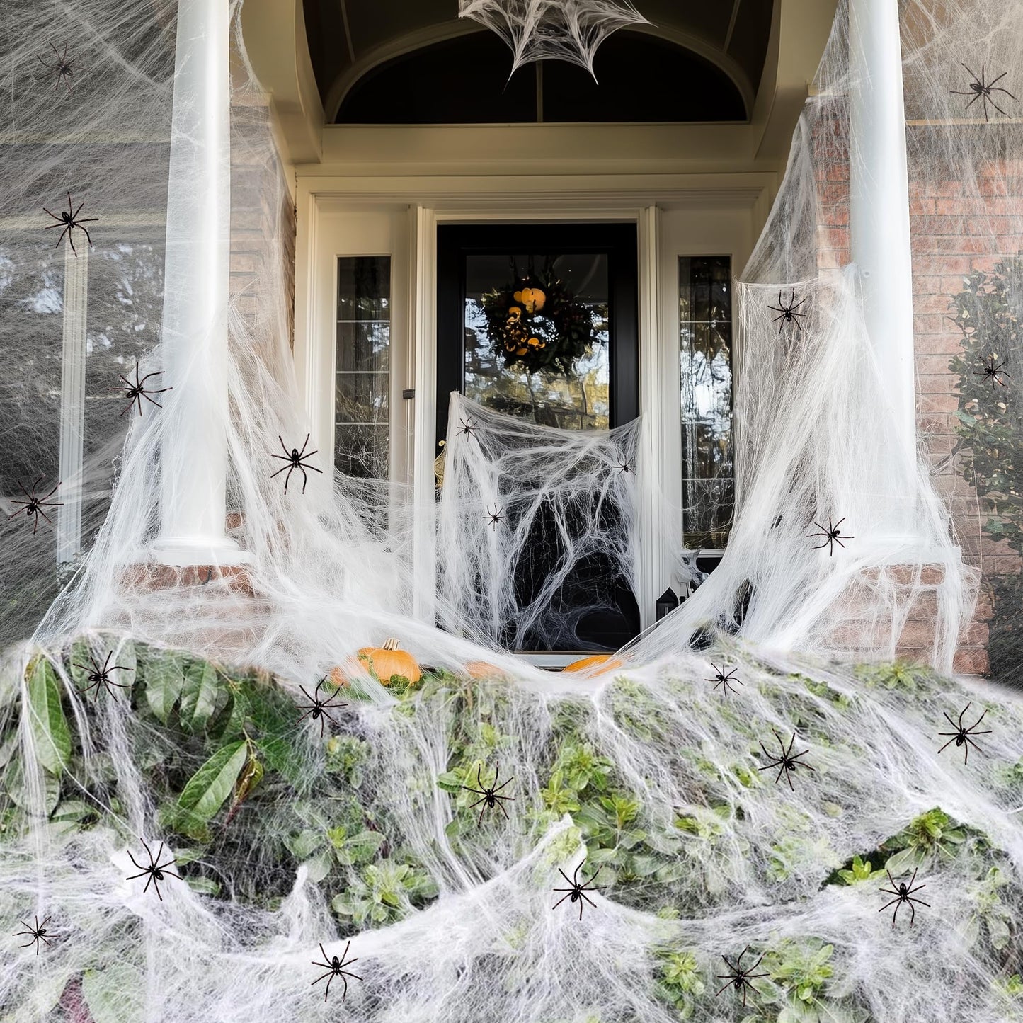 80sqm Spider Webs Halloween Decorations Bonus with 30 Fake Spiders, Super Stretch Cobwebs for Halloween Indoor and Outdoor Party Supplies