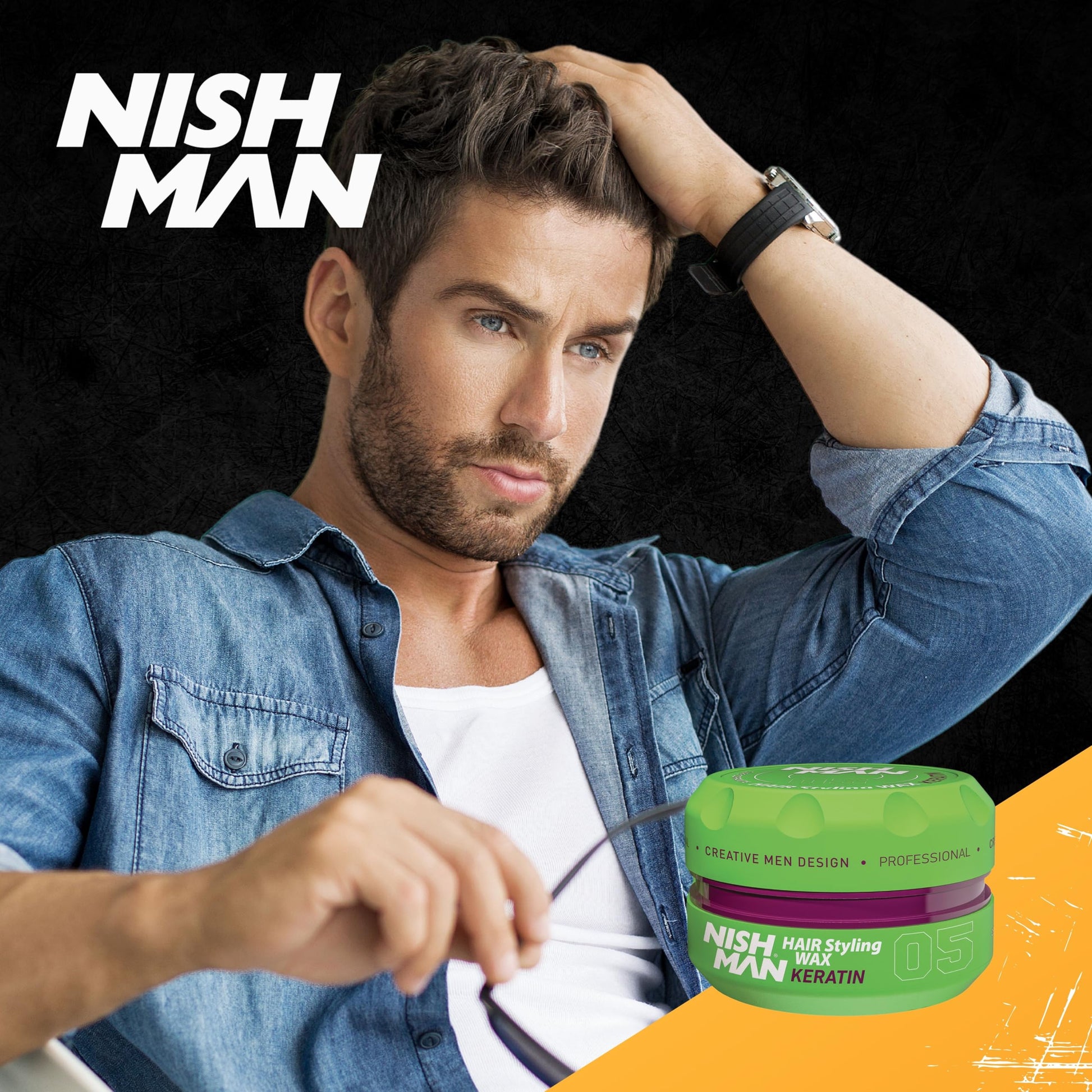 Nishman Cera para Cabello Hombre Fijación Brillo Firmeza Hair Styling Modelo 05 Keratina de 150 ml