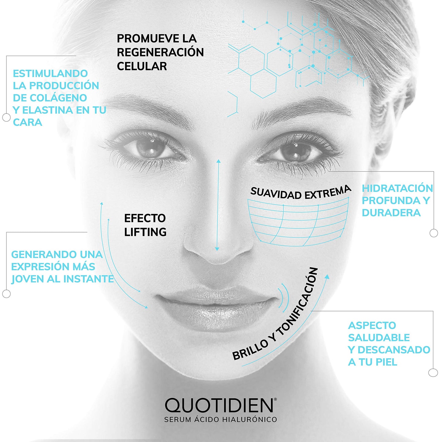 Serum Ácido Hialurónico Facial + Vitamina B5 + Extracto de Bulbo de Azafrán | 99% Ingredientes Naturales | Hidratación Intensa | Skin Care Ideal para todo tipo de piel-30ml