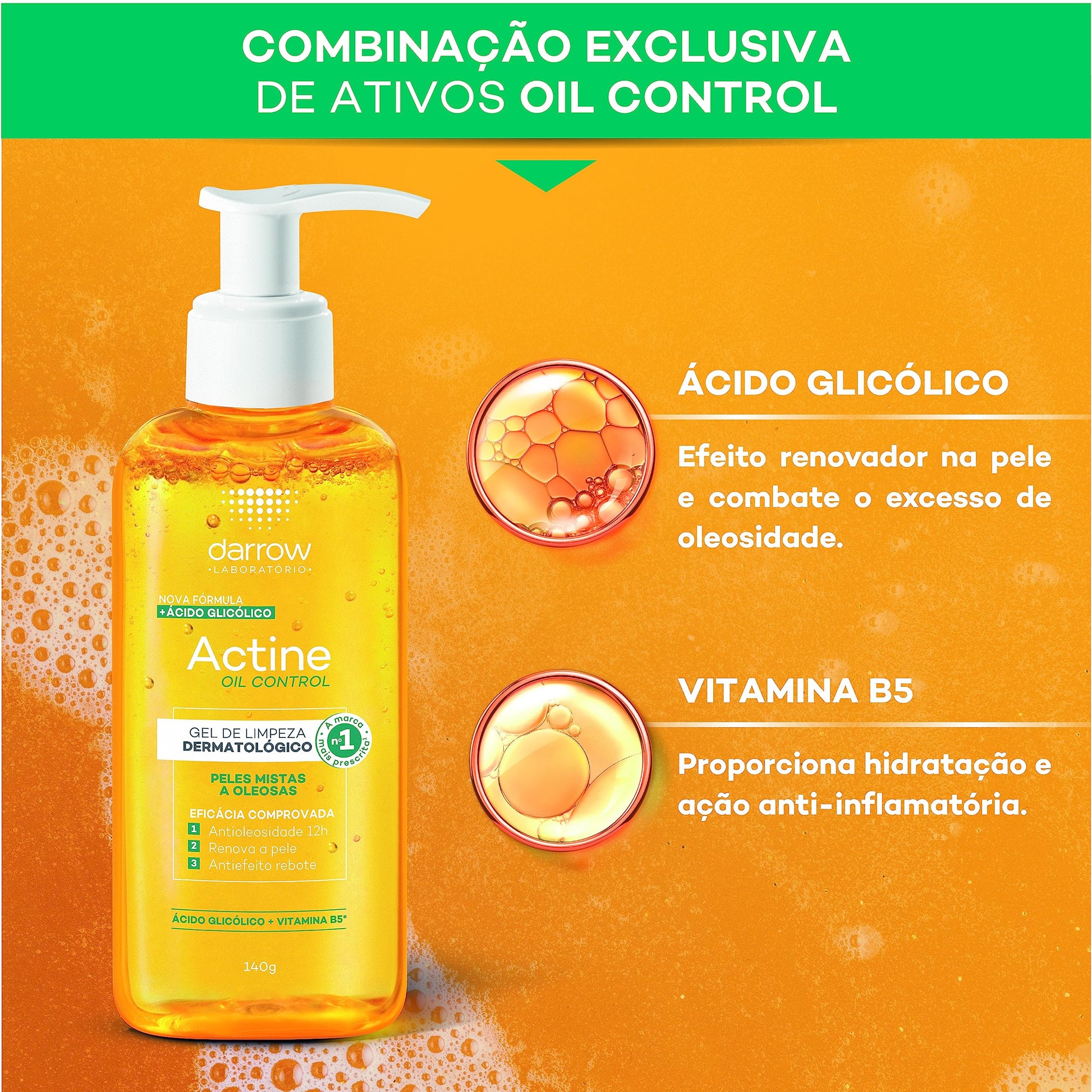 Darrow Actine Oil Control Gel Limpiador con Vitamina C, 140ml
