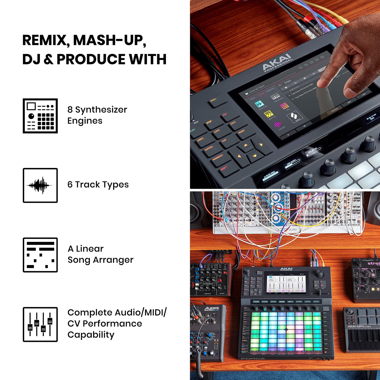 AKAI Professional FORCE – Sistema autónomo de producción musical, secuenciador MIDI, Synth Engines, MPC sampling y lanzamiento de clips estilo Ableton