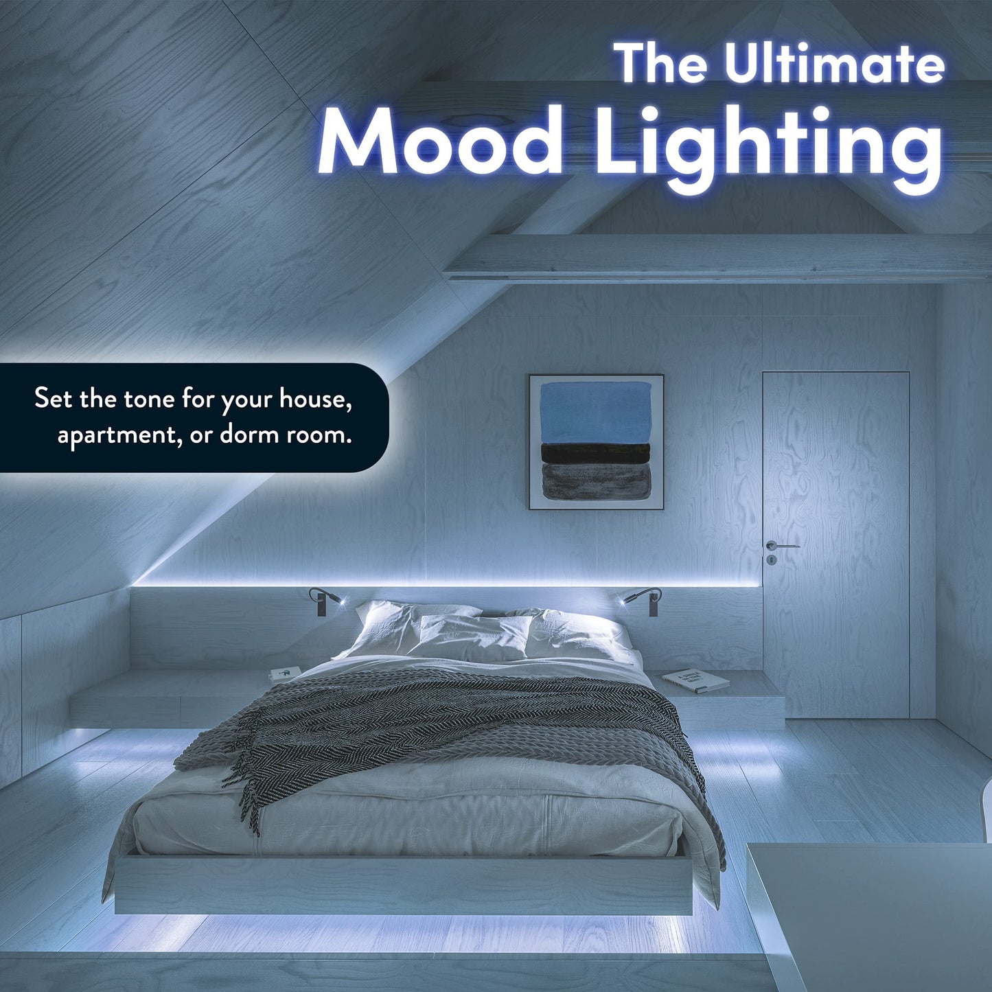 Luminoodle USB iluminación de polarización – Franja luminosa, luz ambiente para cine en casa, retroiluminación LED – 6500 K iluminación de acento para reducir la fatiga ocular, mejora contraste, Blanco, Medium (6.5 ft)