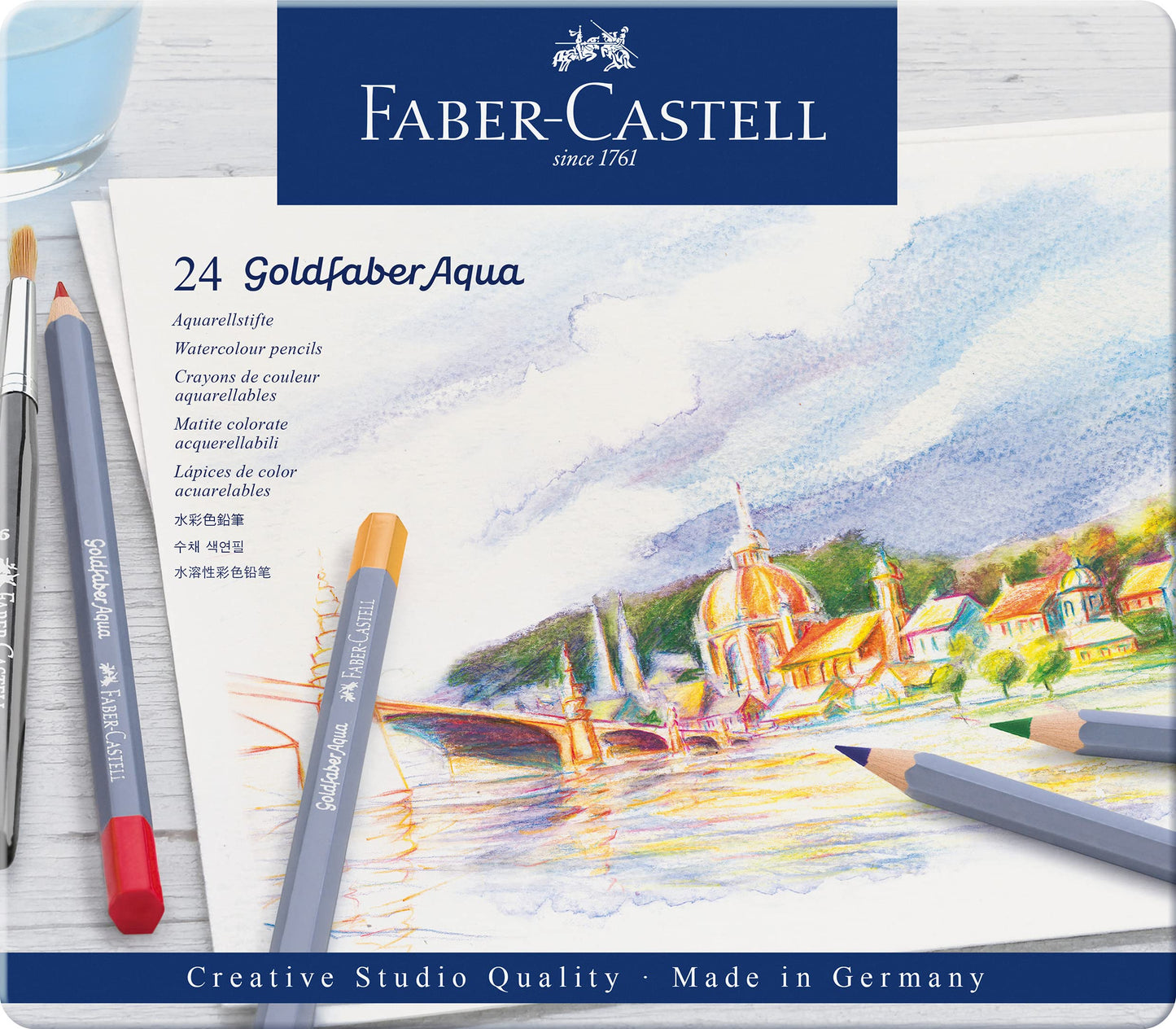 Faber-Castell Goldfaber Aqua Multicolor 24pieza(s) - Lápiz de color (24 pieza(s), Multicolor, Suave, Madera, Hexagonal, Alemania)
