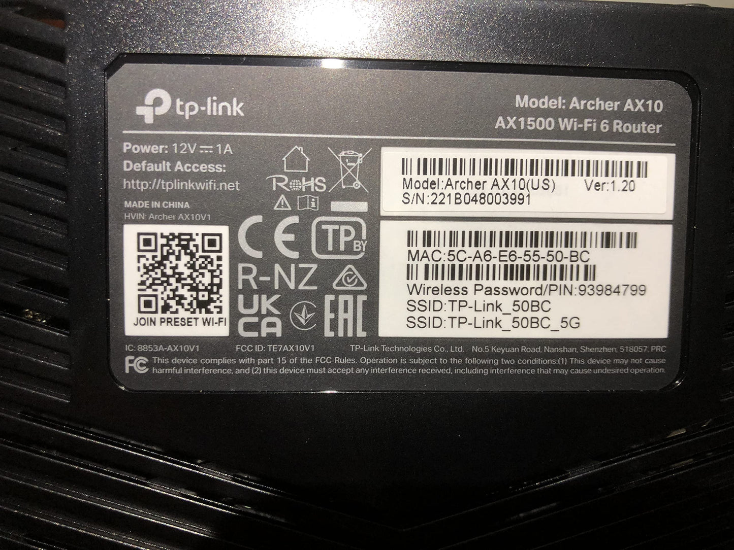 TP-Link Archer AX10 router wi-fi 6, AX1500. Funciona con Alexa