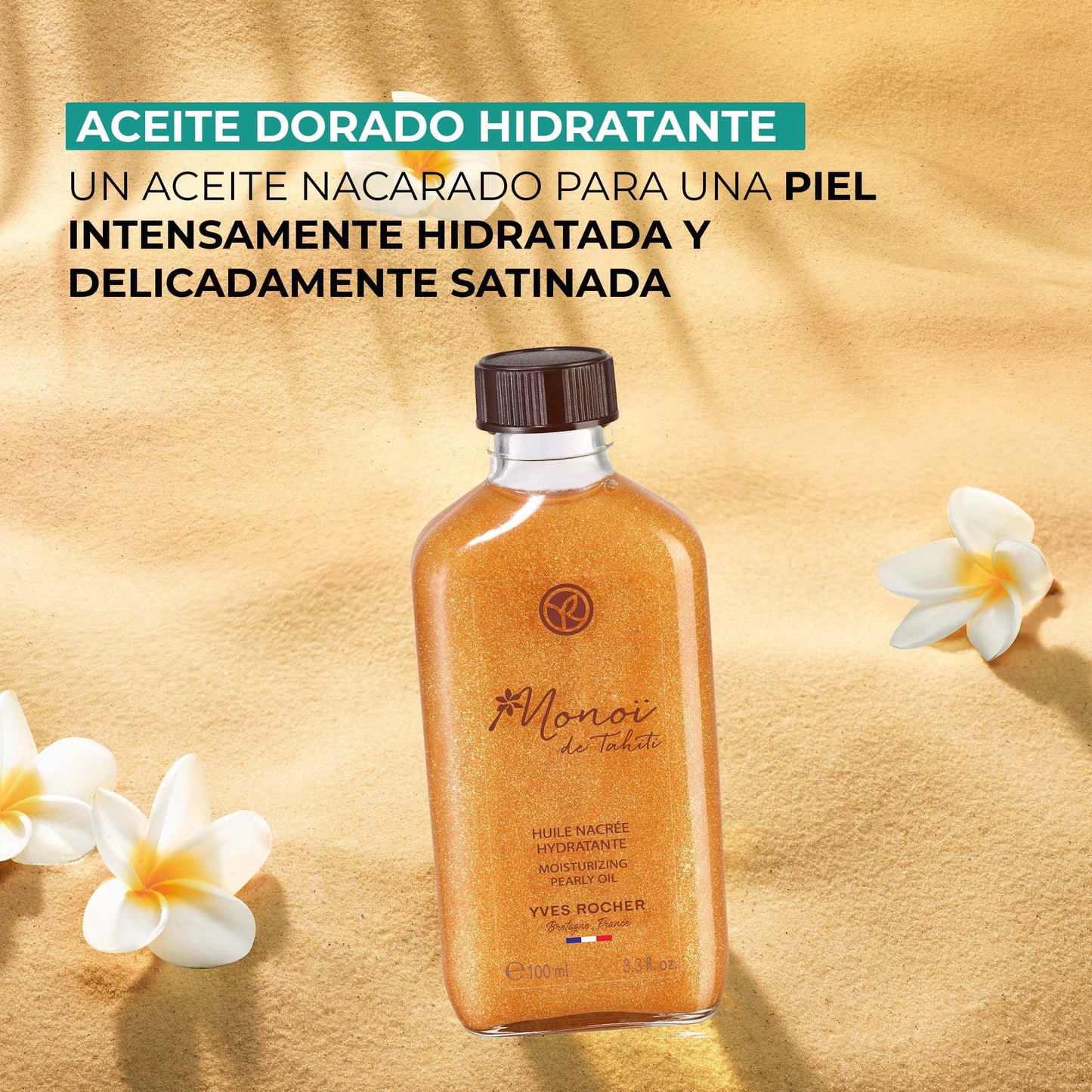 Yves Rocher Monoi de Tahiti Aceite Brillante - Nutrición e Iluminación para Cuerpo y Cabello, 150ml