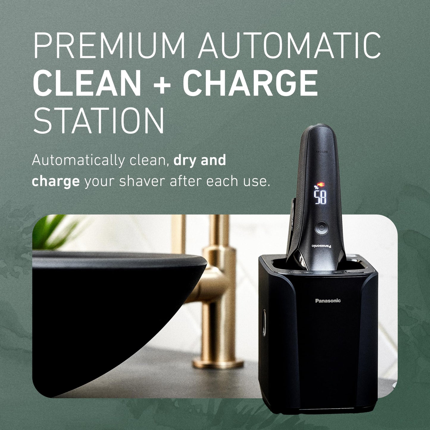 Panasonic Maquinilla de afeitar eléctrica para hombres, afeitadora eléctrica, ARC6 de seis cuchillas con estación de limpieza y carga automática premium, ES-LS9A-K (negro)