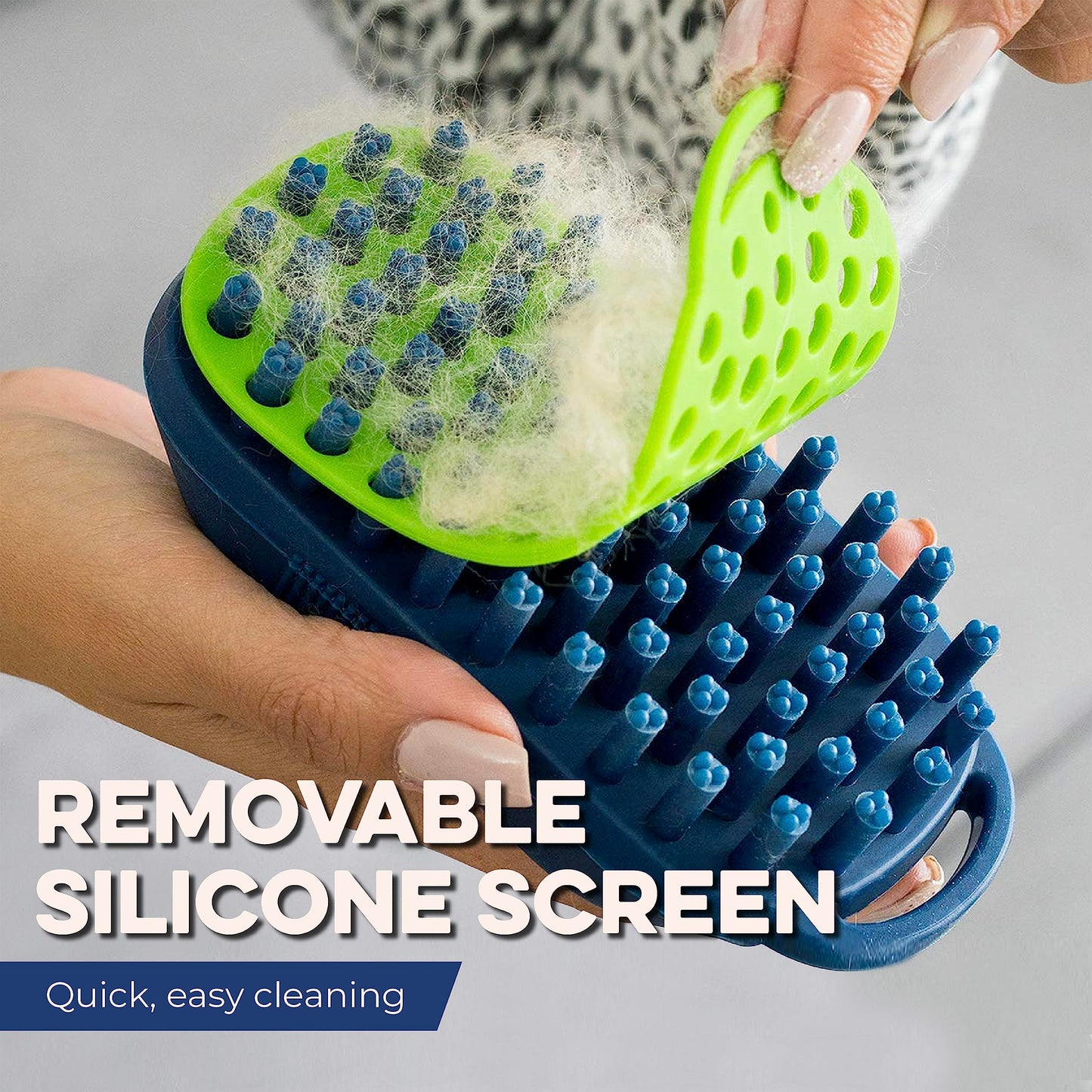 Bonza - cepillo para polvo de masaje para perros y gatos, cepillo para polvo de baño para perros con visualización extraíble, cerdas de silicona suave para un aseo suave para mascotas, peine de curry para lavado, cepillado para mascotas de pelo corto, med