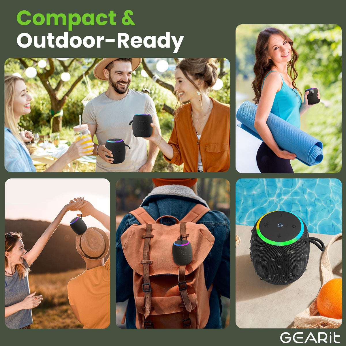 Altavoz Bluetooth Portátil GEARit Impermeable Pequeño Inalámbrico Mini