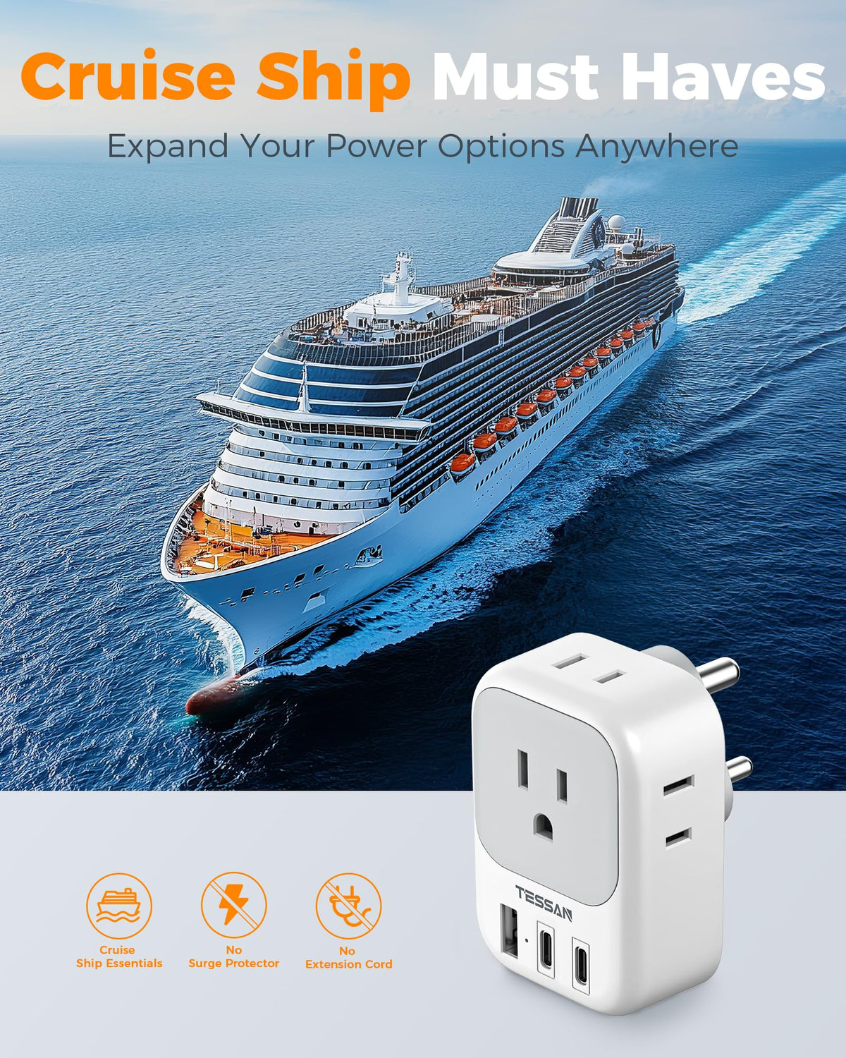 Adaptador Universal de Viaje TESSAN índico India