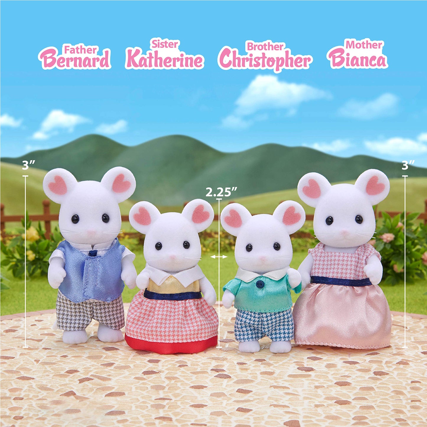 Calico Critters, Marshmallow Mouse Family, muñecas, Cifras de casa de muñecas, Juguetes coleccionables, 3 Pulgadas