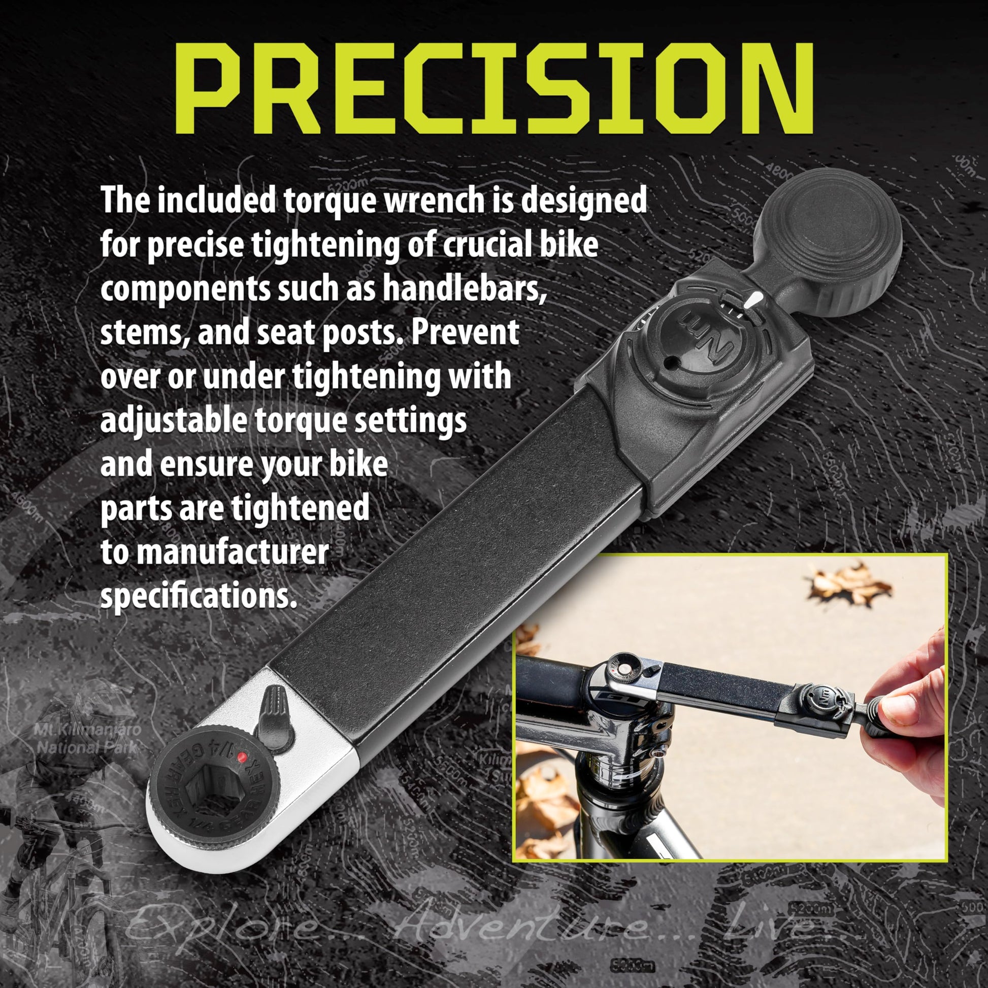 Herramienta para Bicicleta Kilimanjaro Cycle Series 15 en 1 Llave Dinamométrica de Precisión y Brocas Estuche de Almacenamiento