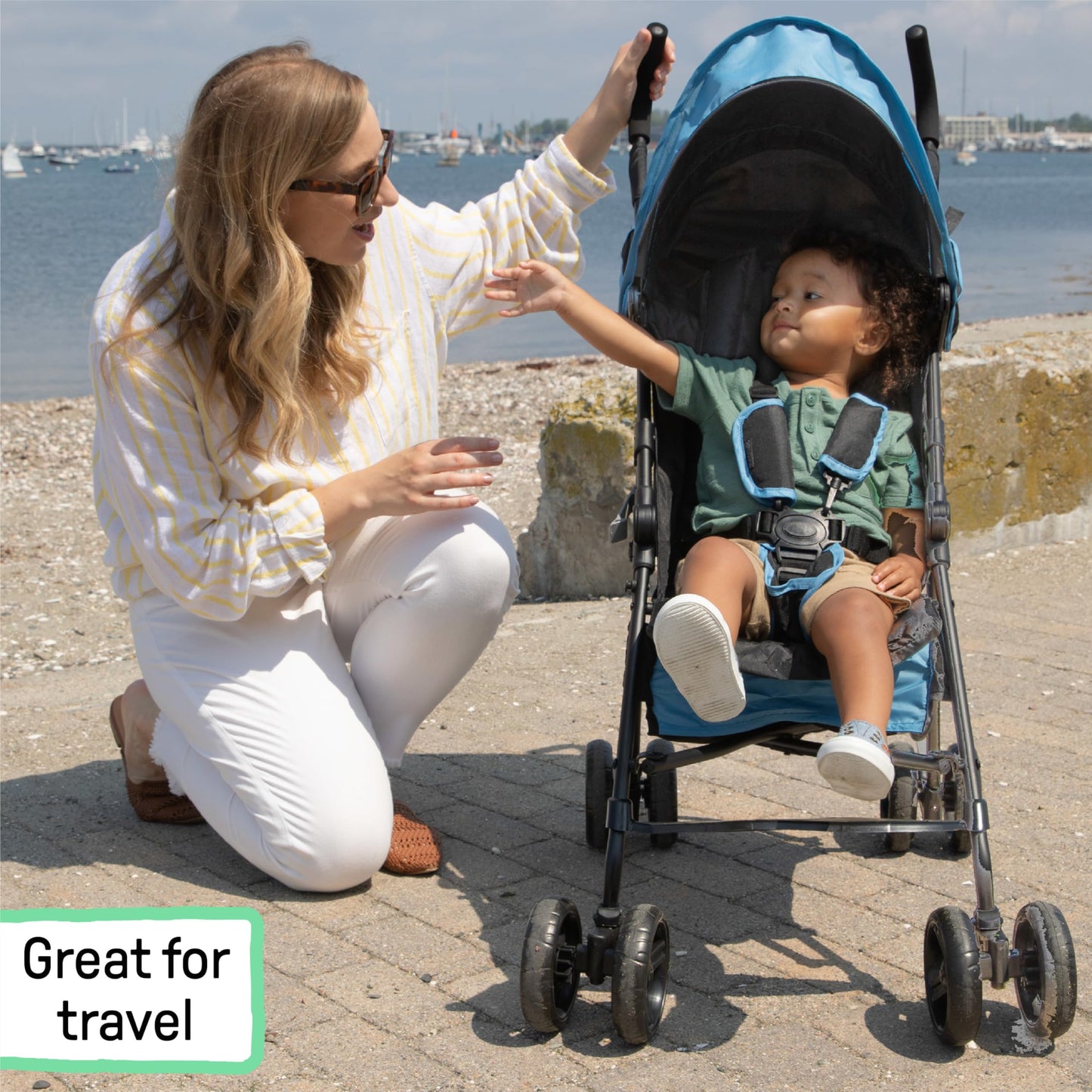 Cochecito 3Dmini Ingenuity Azul Negro Compacto Reclinable para Viajes