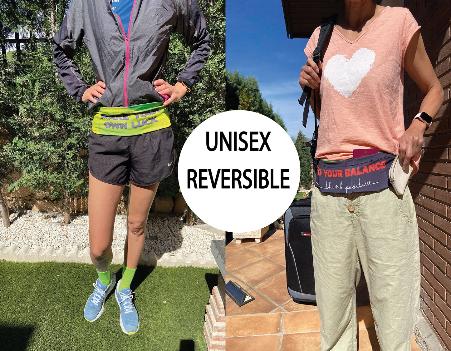 RUMVO SPORT - Cangurera Deportiva – Cinturon para Correr con Botella De Agua Unisex Reversible mariconera riñonera de Hidratacion Ropa Deportiva Mujerr bolsa para Correr Maraton Montaña…