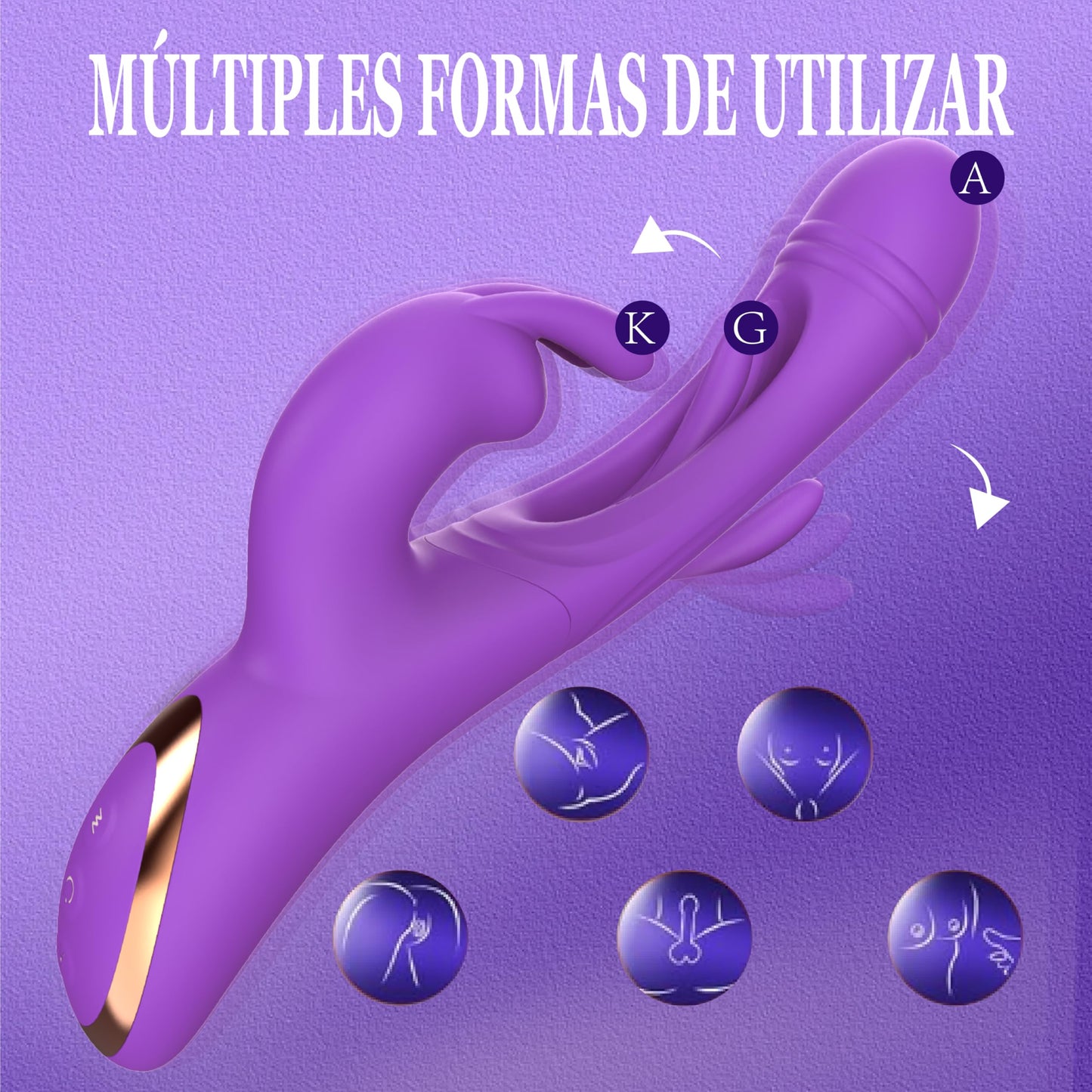 Conejo Vibrador Juguetes Sexuales para Mujeres, 3 En 1 Punto G Dildos Vibradores con 12 Flapping y 12 Modos de Vibración Juguetes para Adultos, Anal Vibrador Consolador Pezón Clítoris Estimulador Femenino Juguete Sexual, Juguete Adulto para Parejas