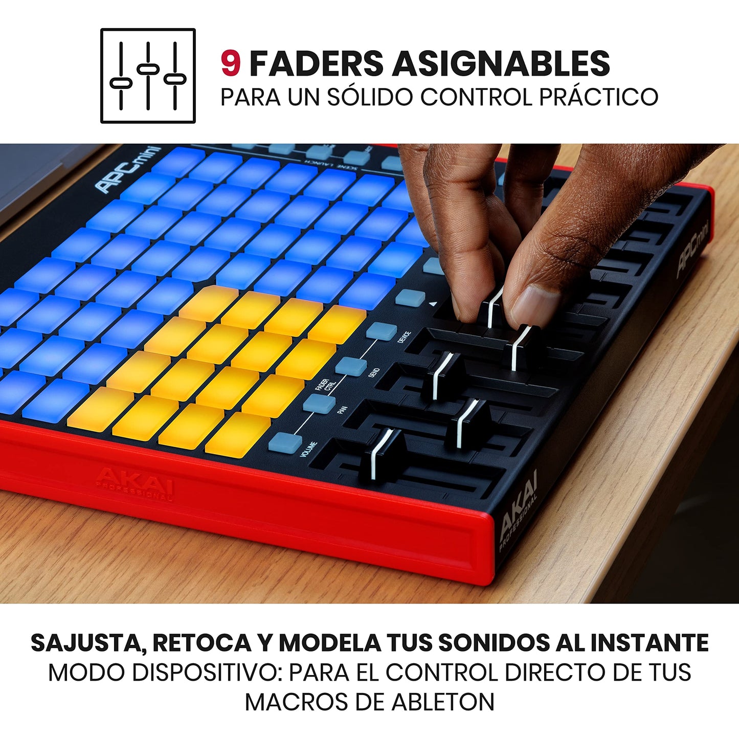 Akai Professional APC Mini MK2 - driver USB MIDI Pad para lanzamiento de clips con Ableton Live Lite, 64 almohadillas para orejas RGB, modo tambor y notas y mezclador MIDI