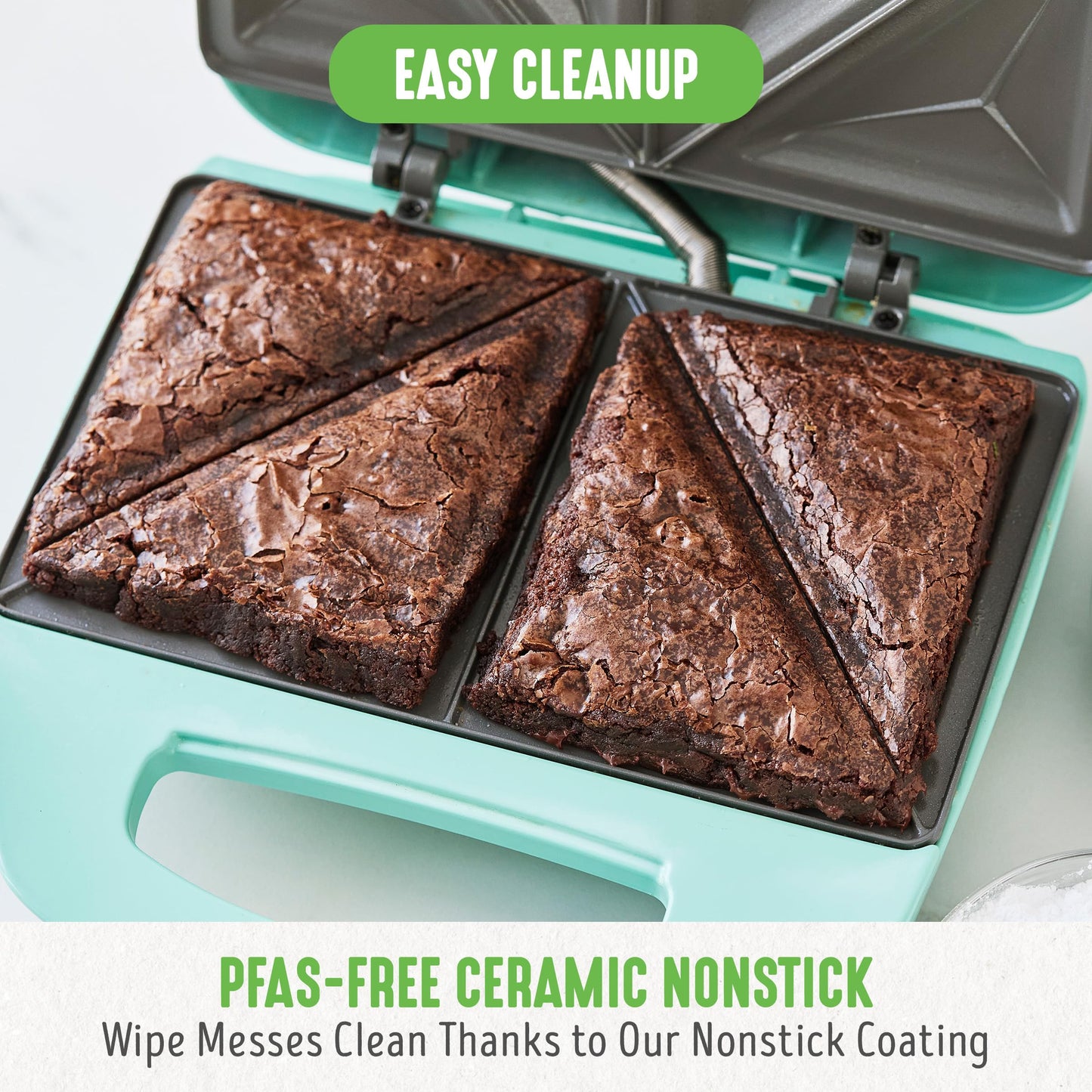 GreenLife Pro - Parrilla eléctrica Panini Press y sandwichera, placas antiadherentes de cerámica saludables, luz indicadora fácil, sin PFAS, turquesa
