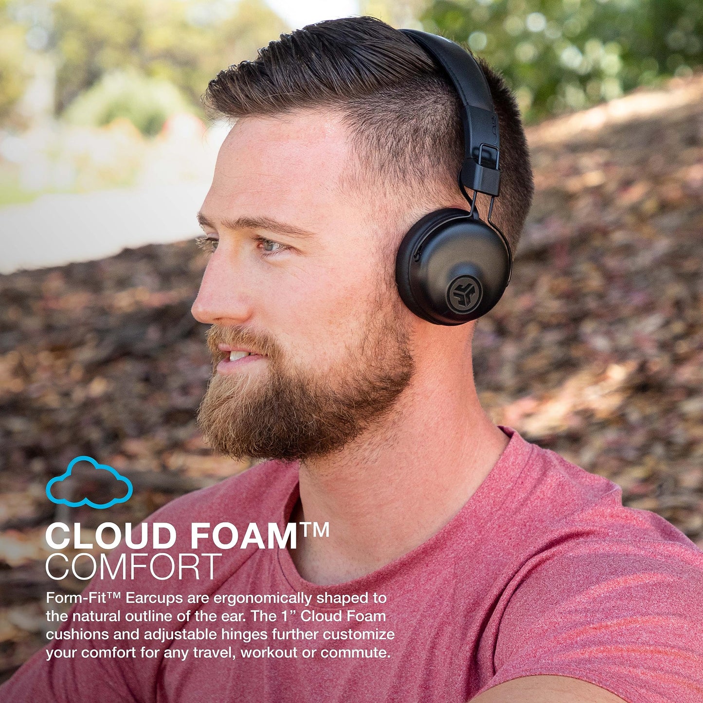 JLab Studio Auriculares Inalámbricos, Más de 30 Horas de Reproducción Bluetooth 5, Sonido EQ3, Cojines de Espuma de Nube y Cuero Sintético Ultra Afelpado, Controles de Pista y Volumen, Negros