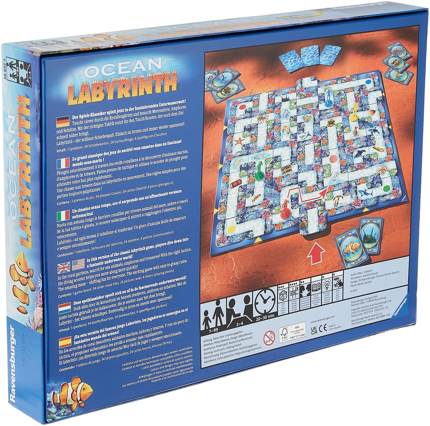 Juego de Mesa Ravensburger Laberinto del Océano para 2-4 Jugadores Edad 8+