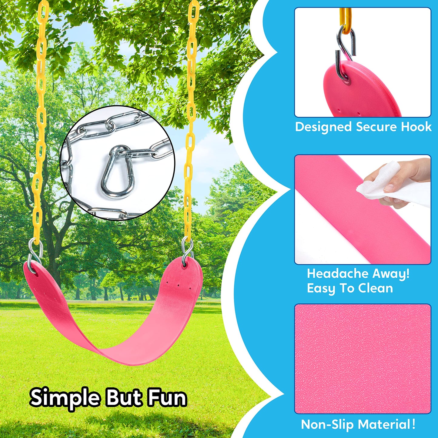 Juego de Asientos Basculantes Turfee Rosa Resistentes para Niños