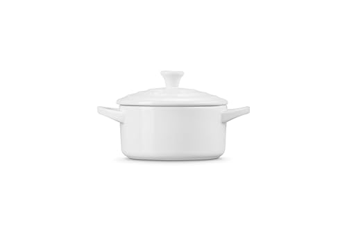 Le Creuset Cocotte redondo de gres pequeño, 14 onzas, blanco